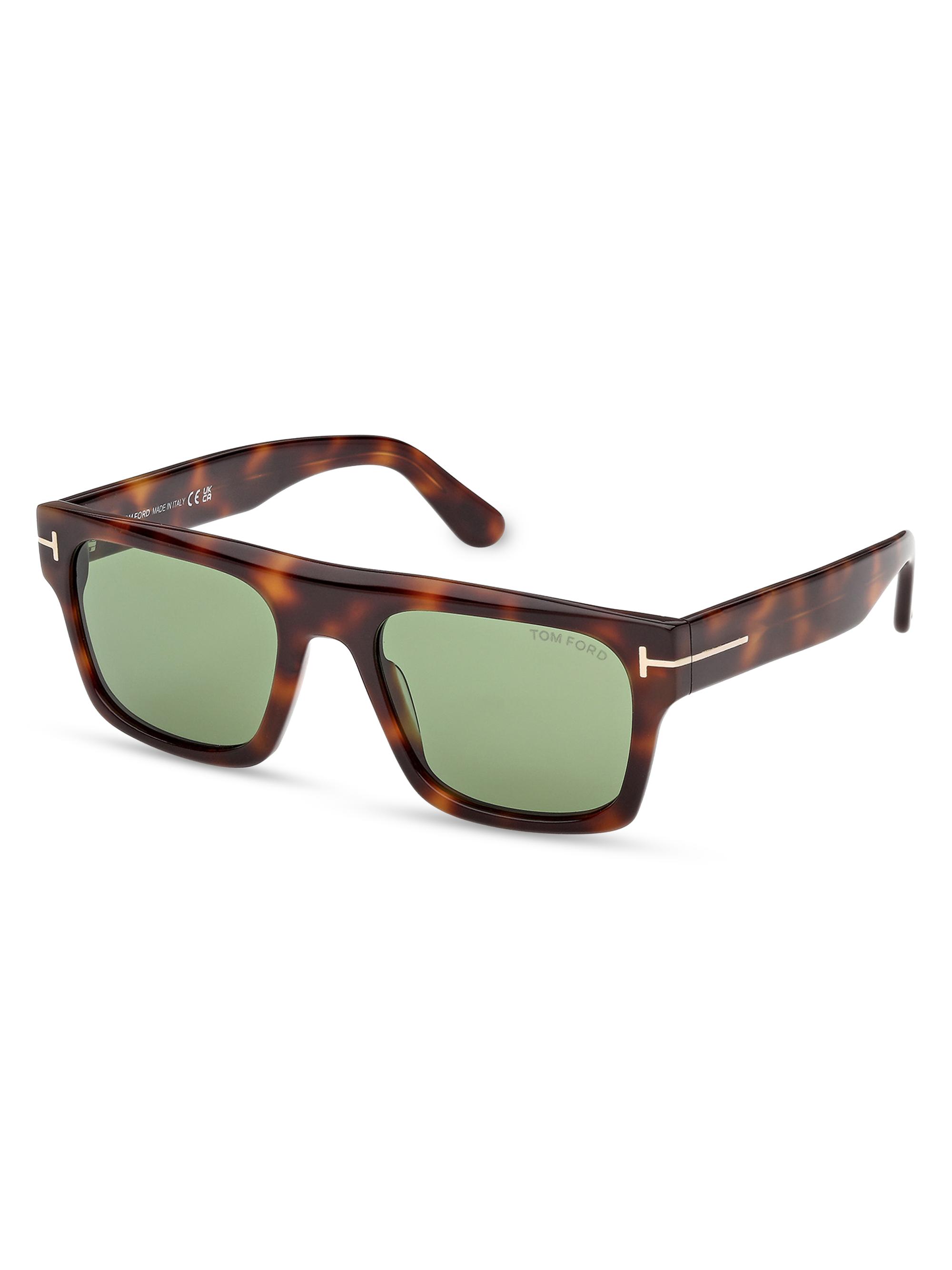 TOM FORD Men's Cyrus 53MM Square Tortoiseshell Sunglasses - Brown Green