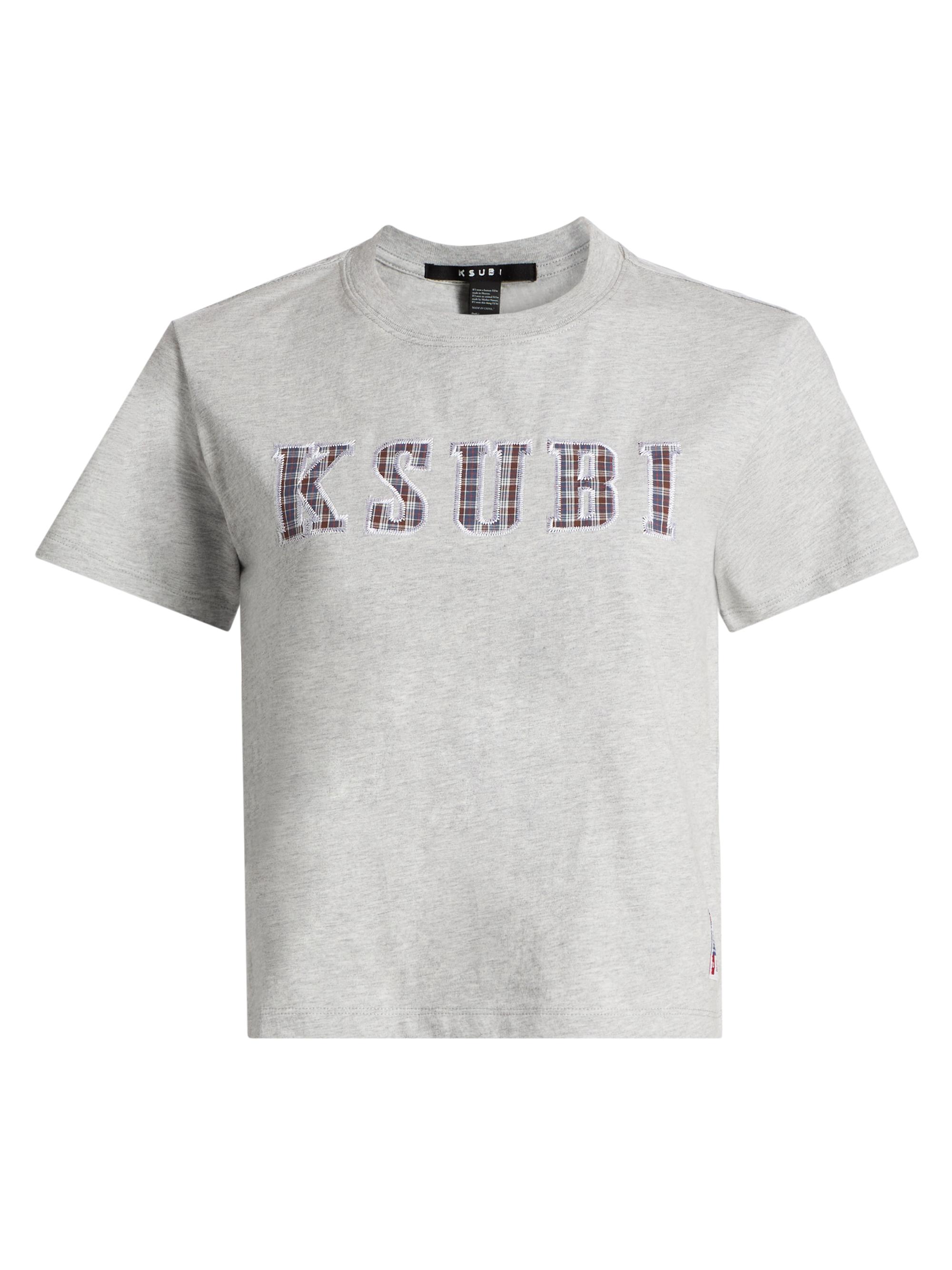 Ksubi Women's Plaid Logo Shrunken T-Shirt - Grey