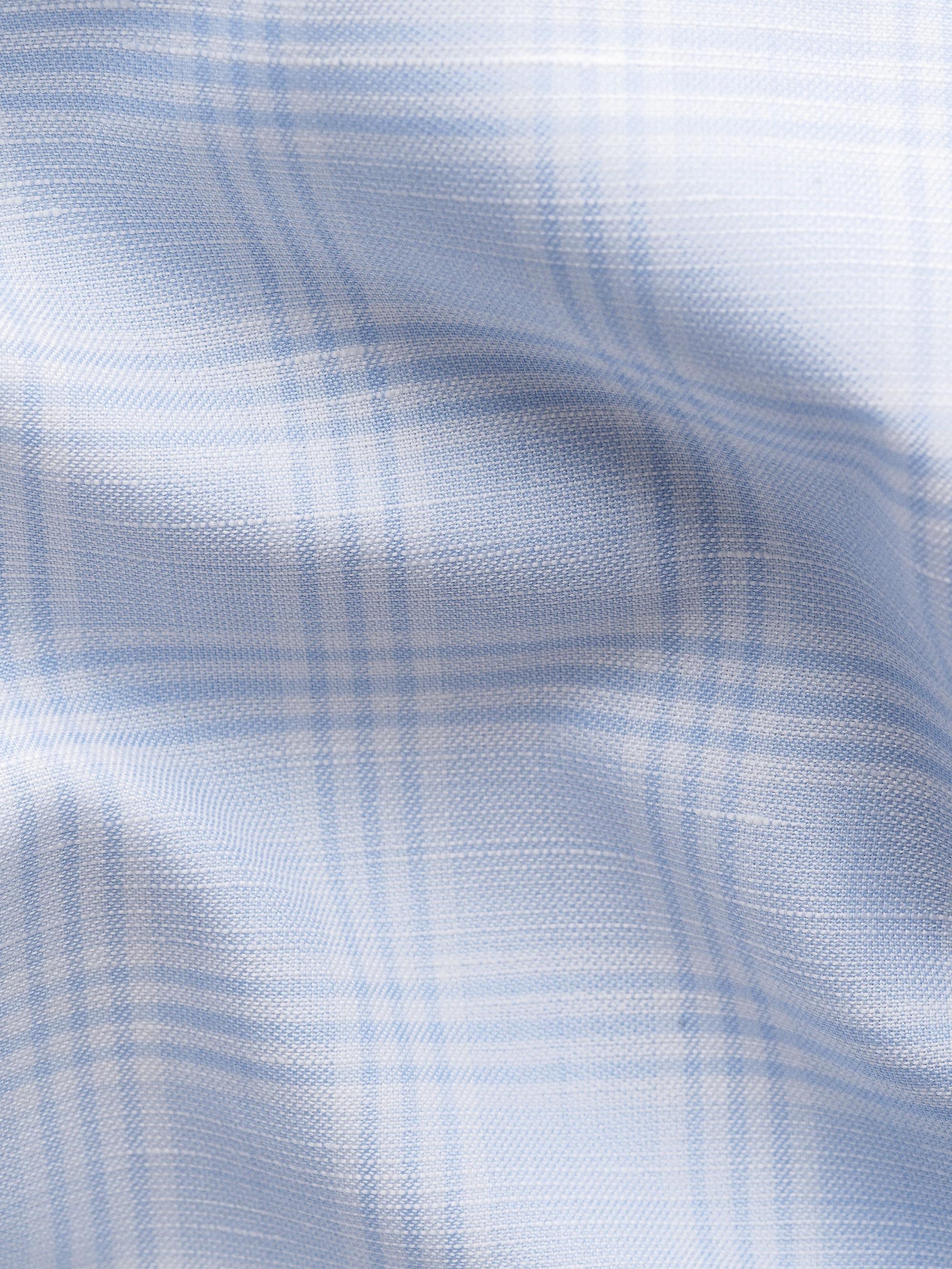 Eton Men's Check Cotton-Linen Slim-Fit Shirt - Mid Blue | Thumbnail 8