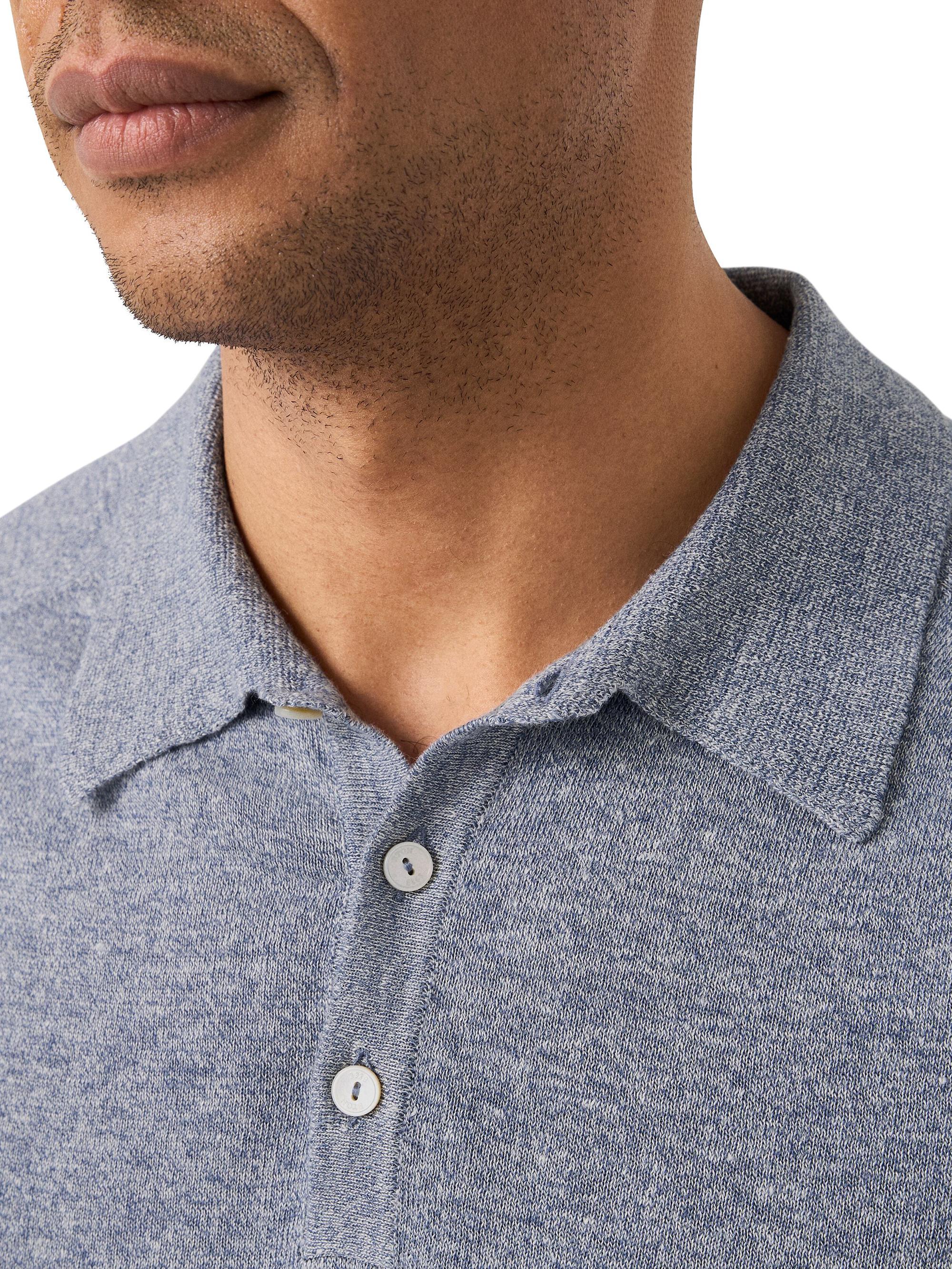 Eton Men's Linen-Cotton Fine Knit Polo Shirt - Dark Blue | Thumbnail 4