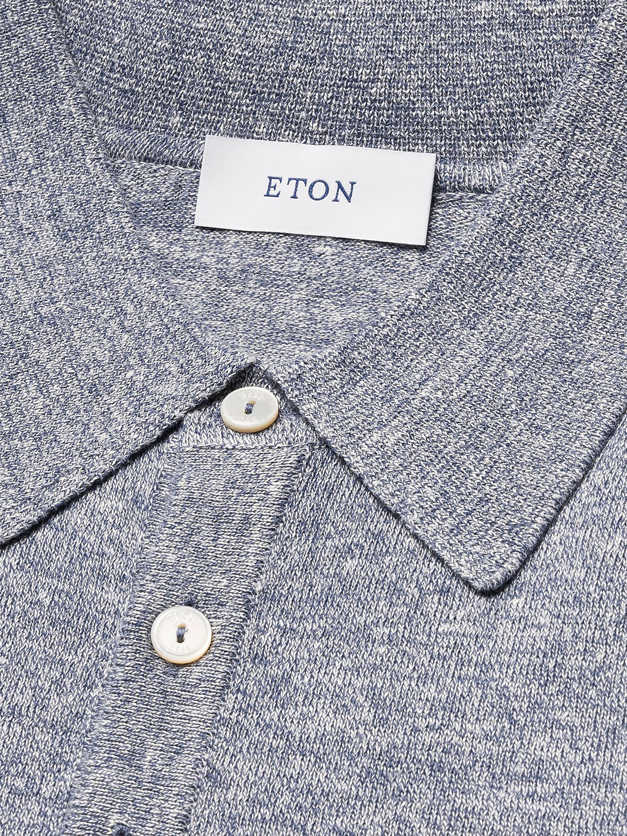 Eton Men's Linen-Cotton Fine Knit Polo Shirt - Dark Blue | Thumbnail 6