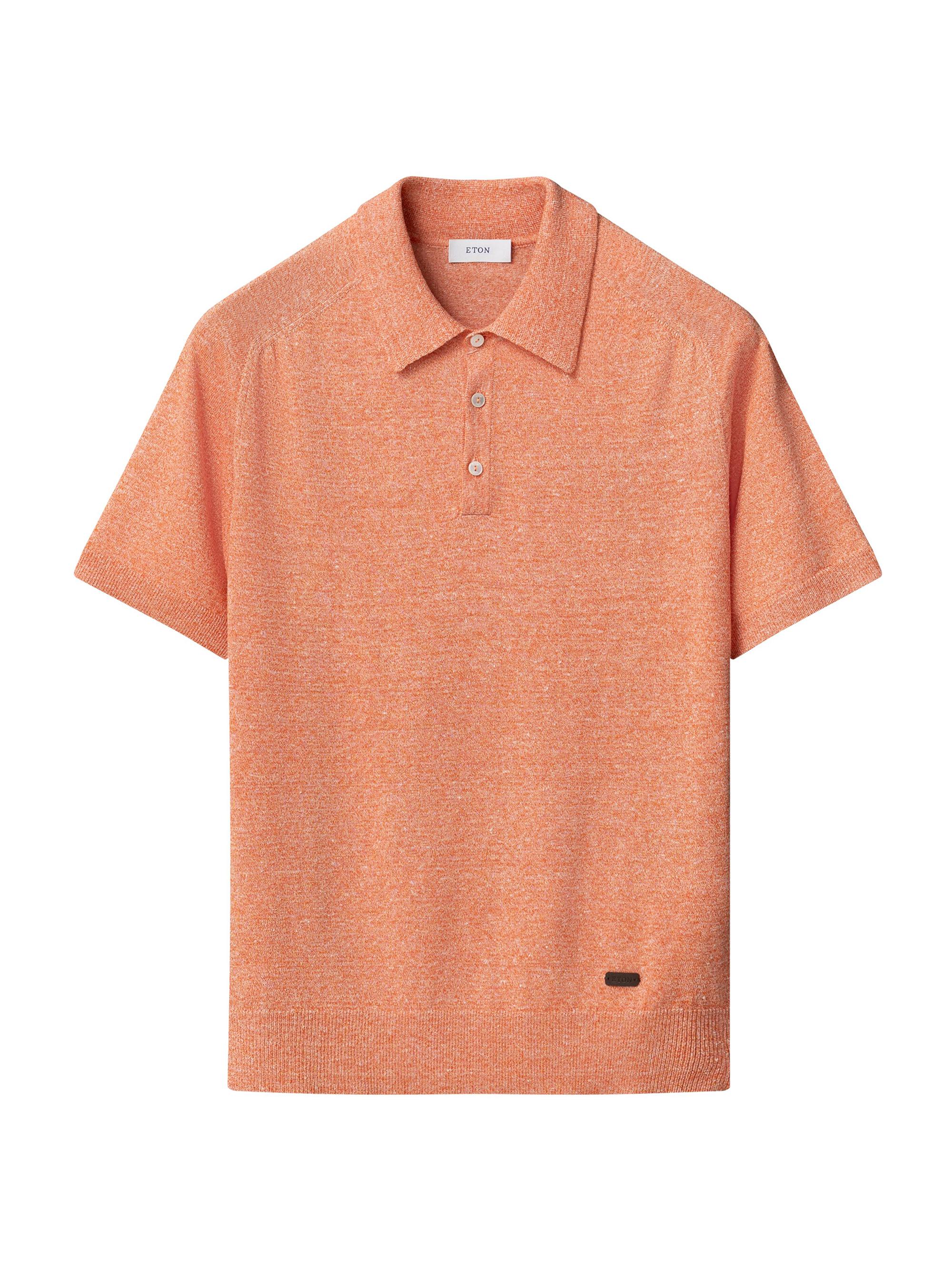 Eton Men's Linen-Cotton Fine Knit Polo Shirt - Orange