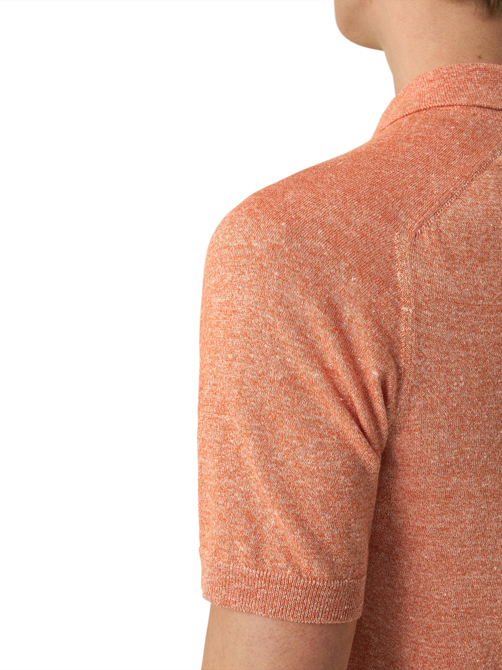 Eton Men's Linen-Cotton Fine Knit Polo Shirt - Orange | Thumbnail 5