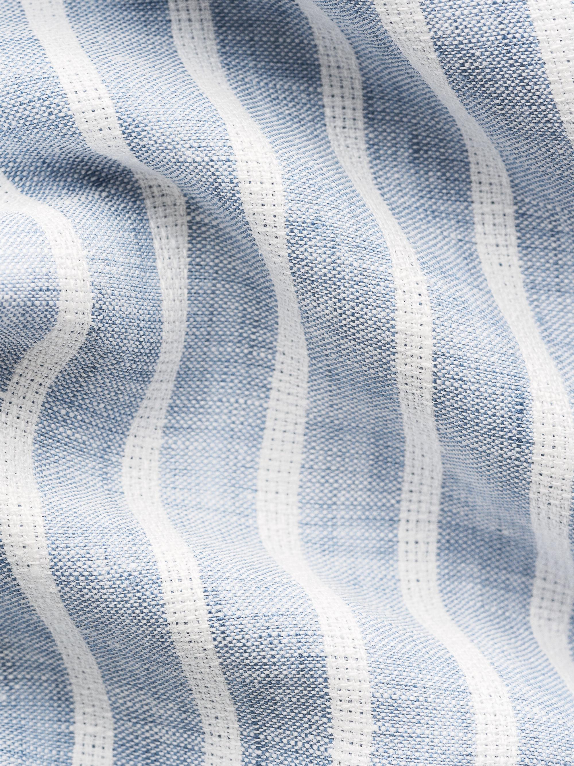 Eton Men's Structure Striped Linen Button-Front Shirt - Mid Blue | Thumbnail 8