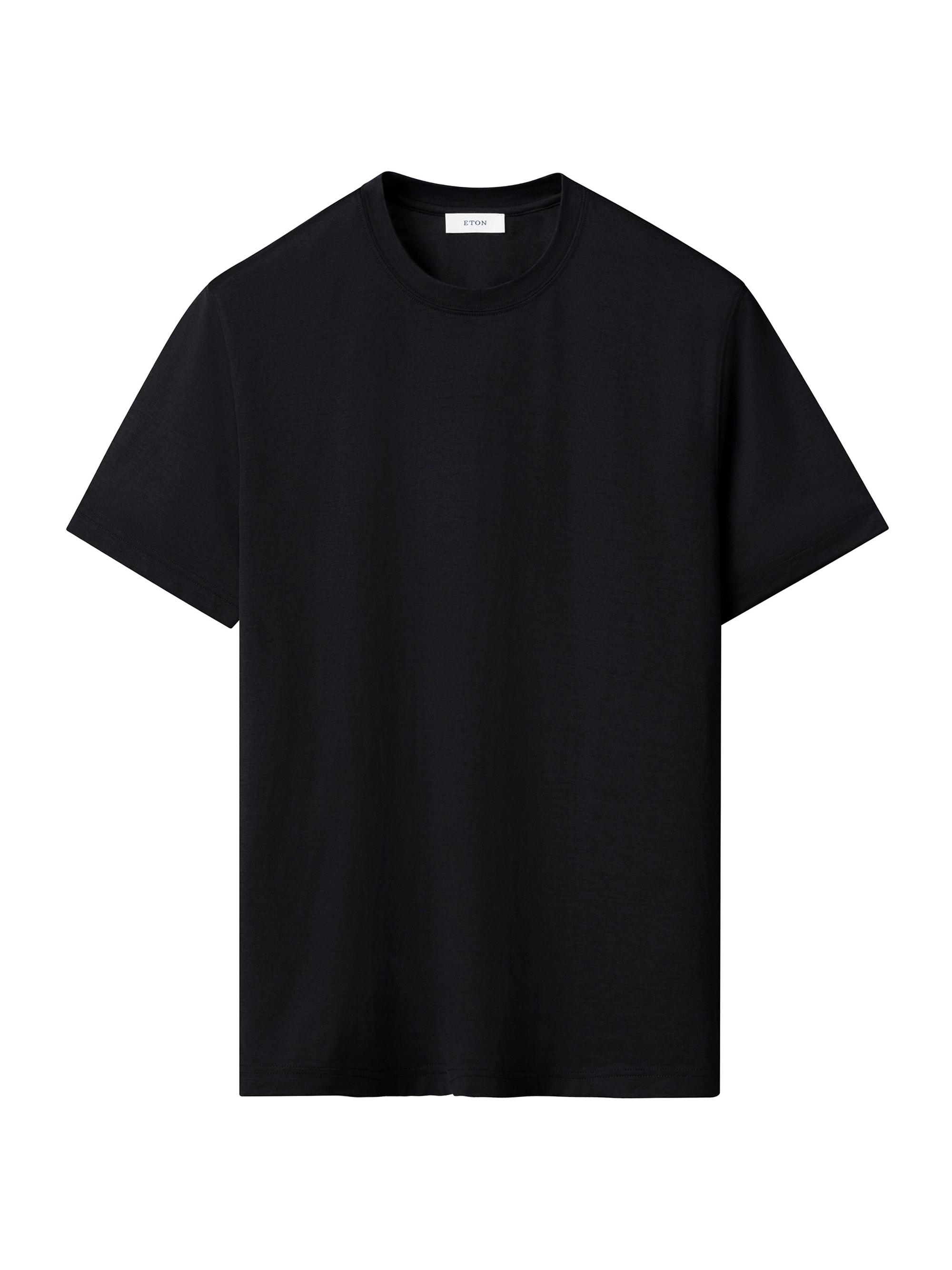 Eton Men's Silk-Cotton Knit T-Shirt - Black