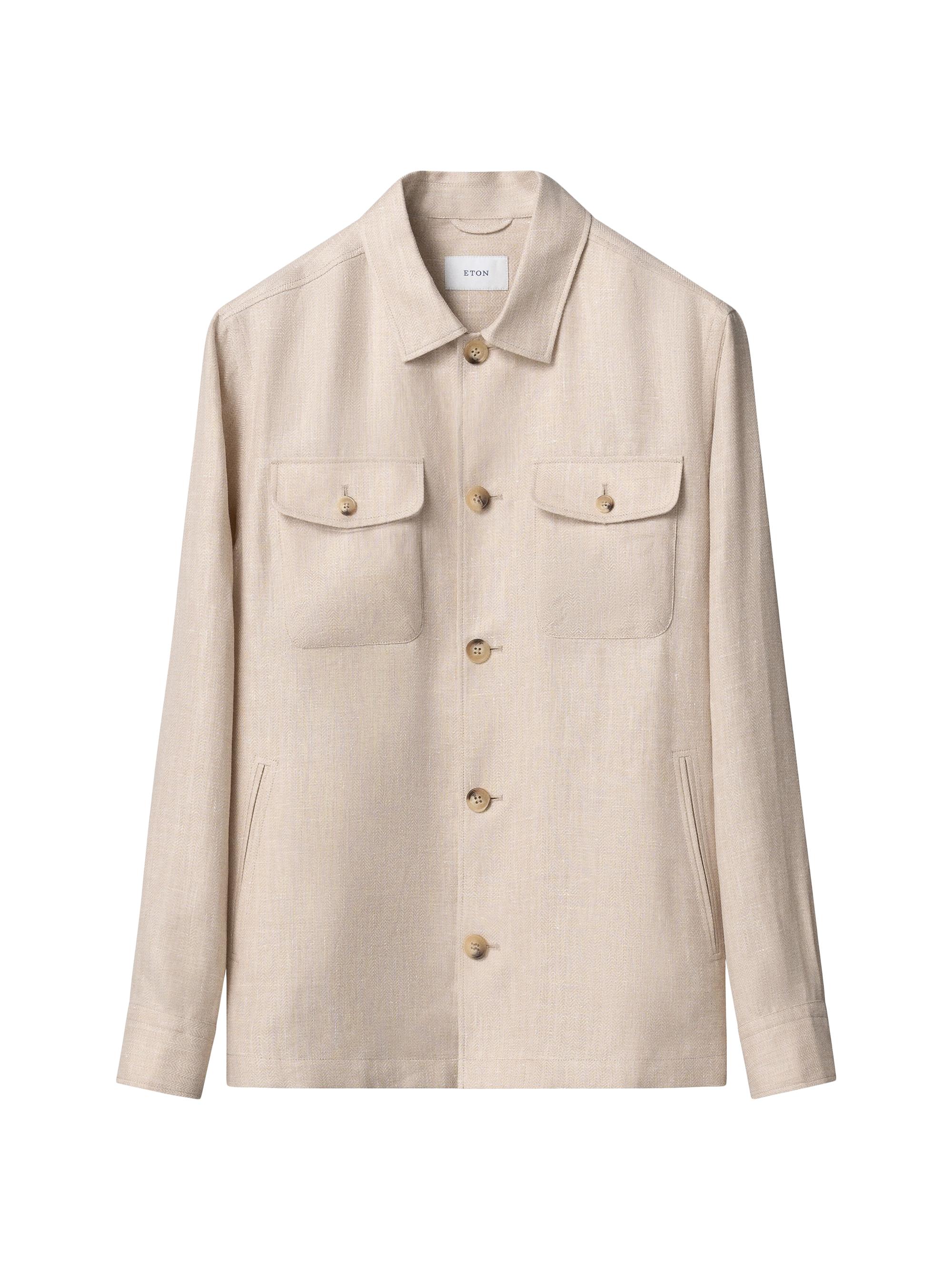 Eton Men's Herringbone Linen-Blend Shirt Jacket - White
