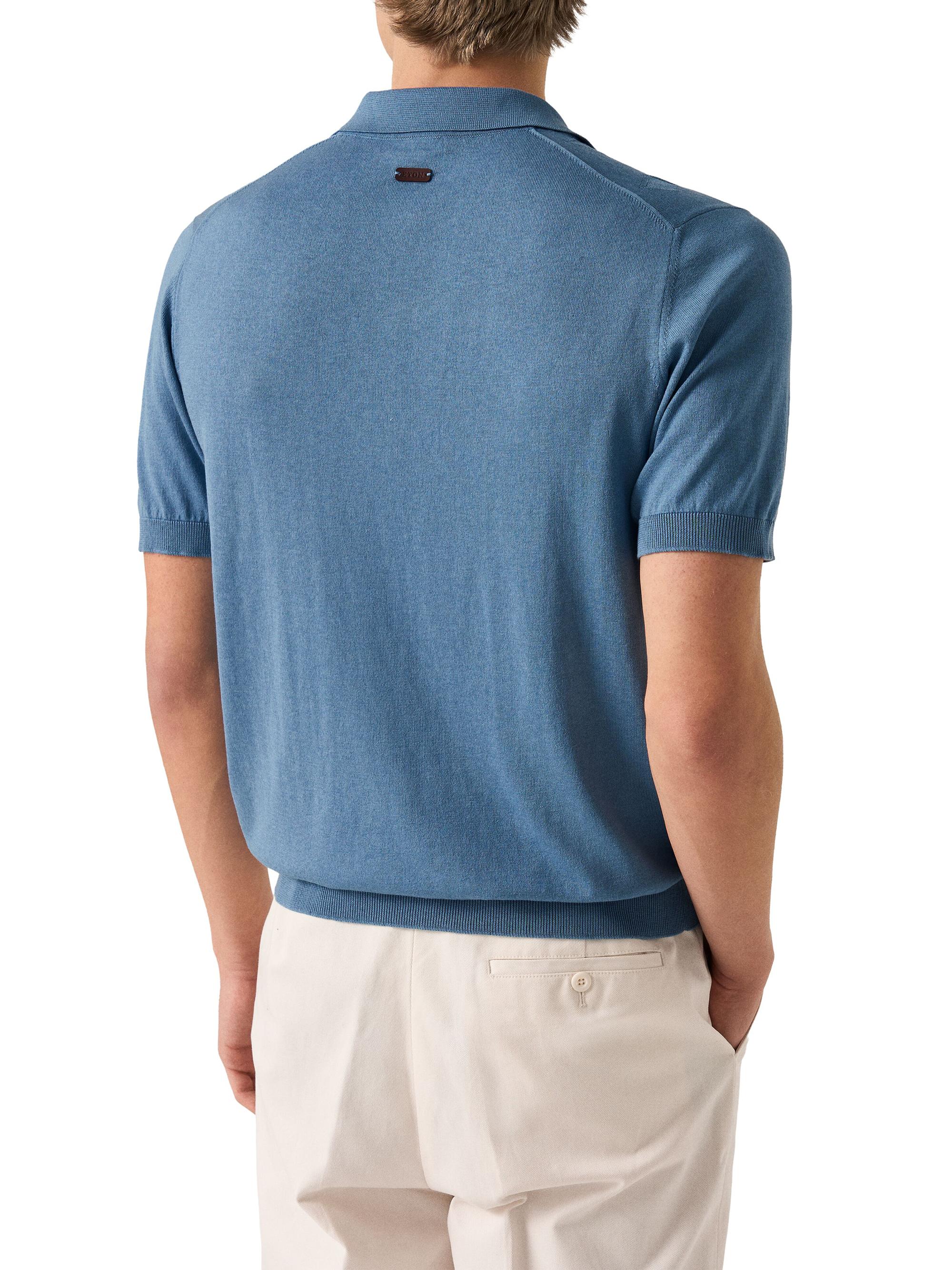 Eton Men's Cotton-Silk Knit Polo Sweater - Light Blue | Thumbnail 3