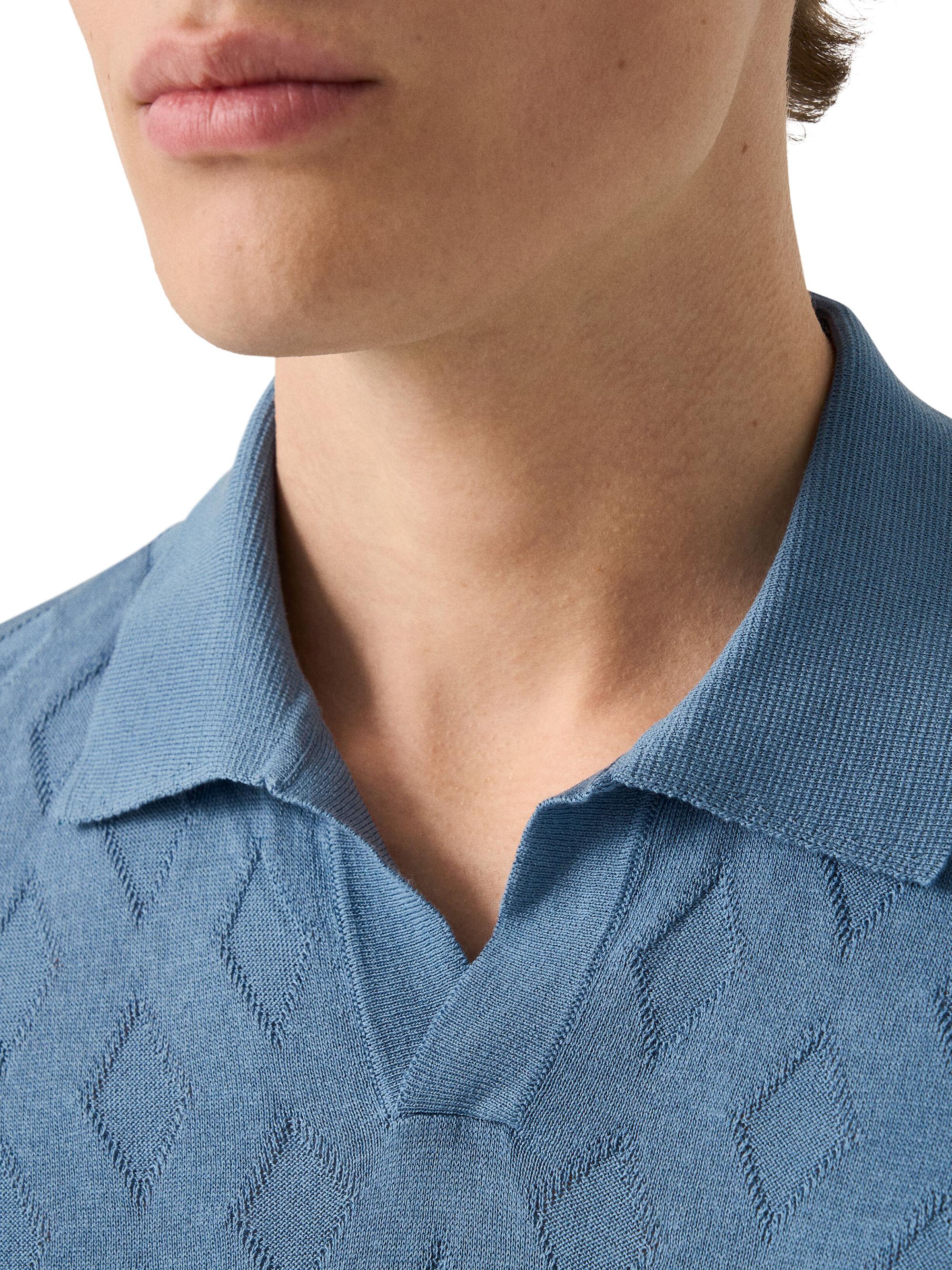Eton Men's Cotton-Silk Knit Polo Sweater - Light Blue | Thumbnail 4