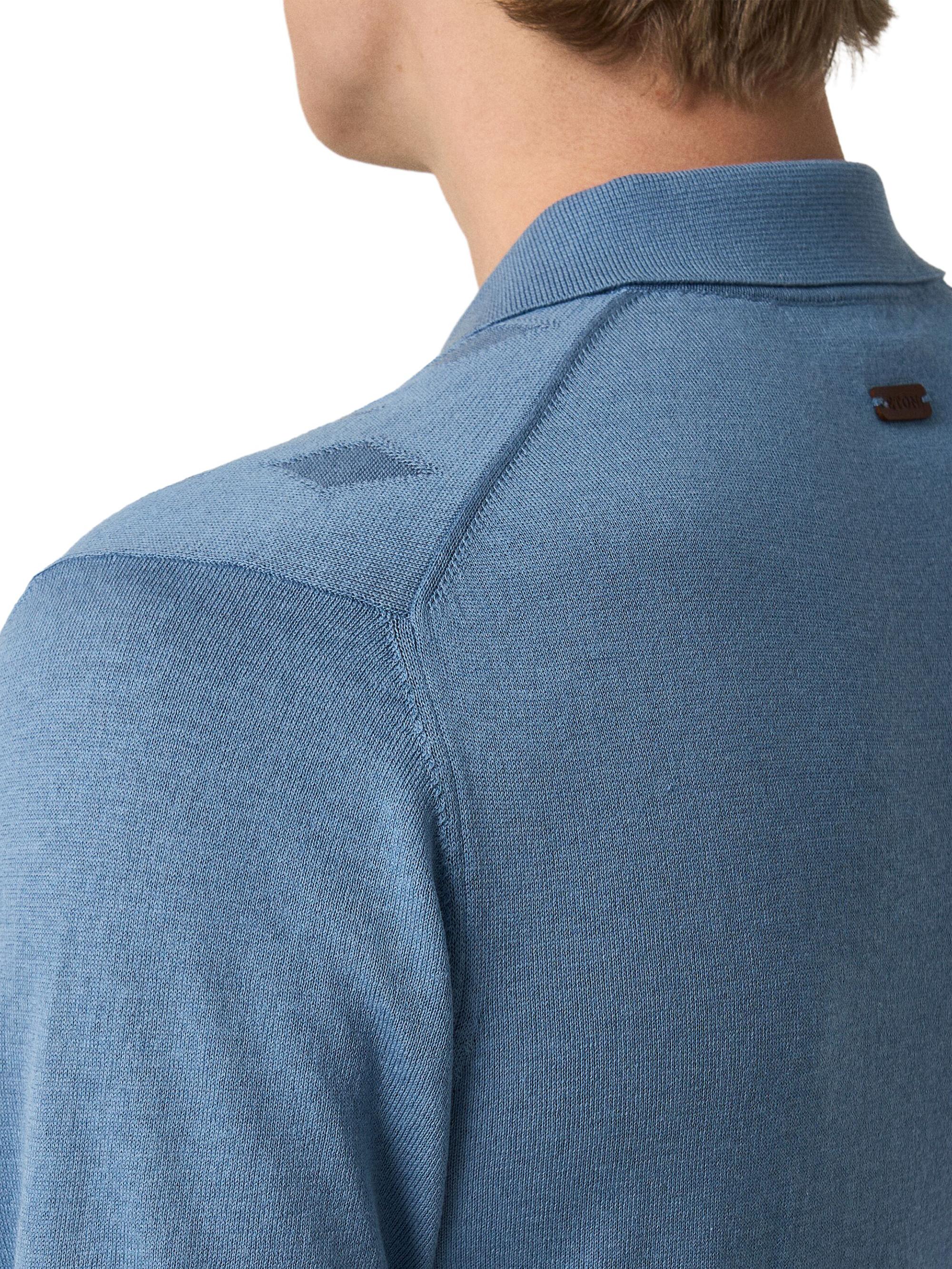 Eton Men's Cotton-Silk Knit Polo Sweater - Light Blue | Thumbnail 5