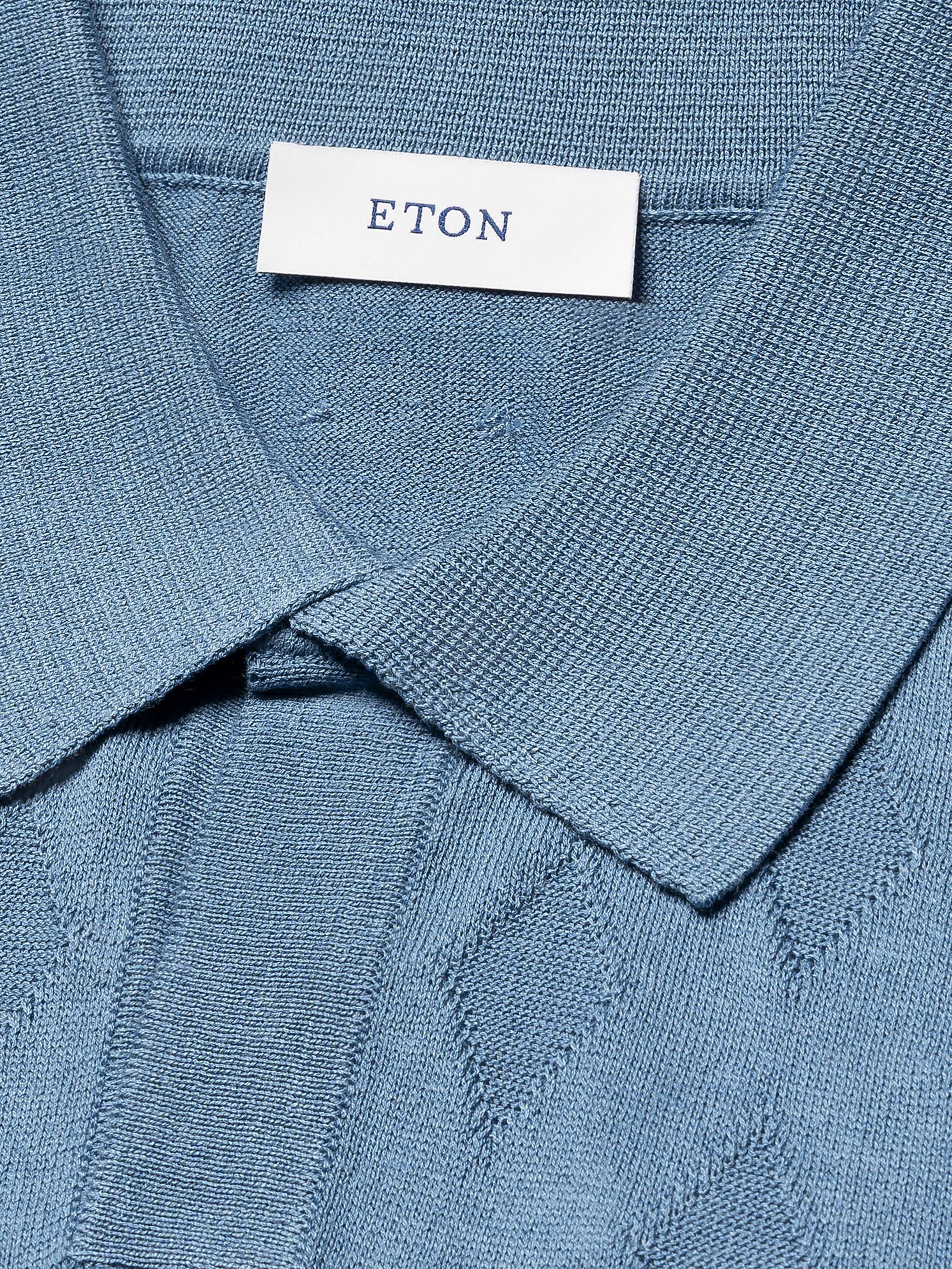 Eton Men's Cotton-Silk Knit Polo Sweater - Light Blue | Thumbnail 6