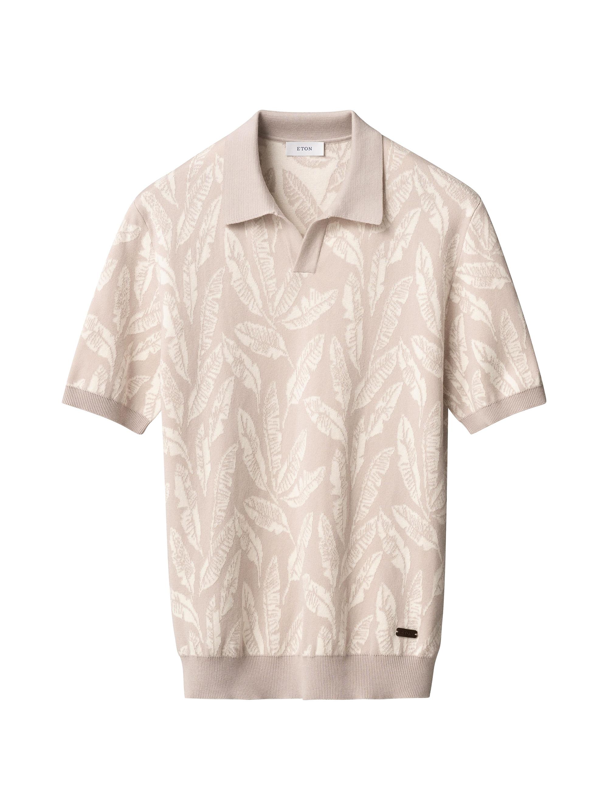 Eton Men's Jacquard Knit Polo Sweater - Beige