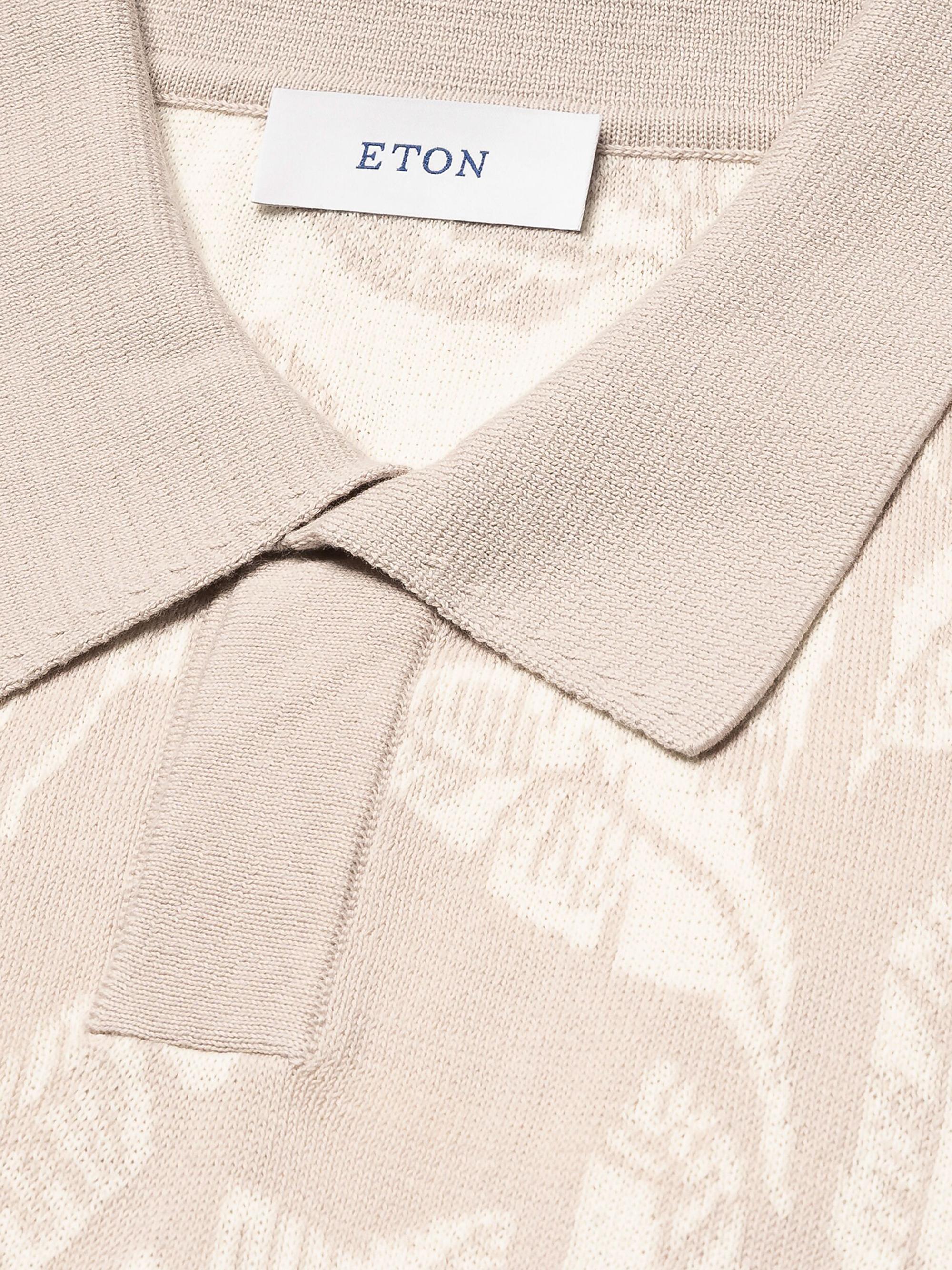 Eton Men's Jacquard Knit Polo Sweater - Beige | Thumbnail 6