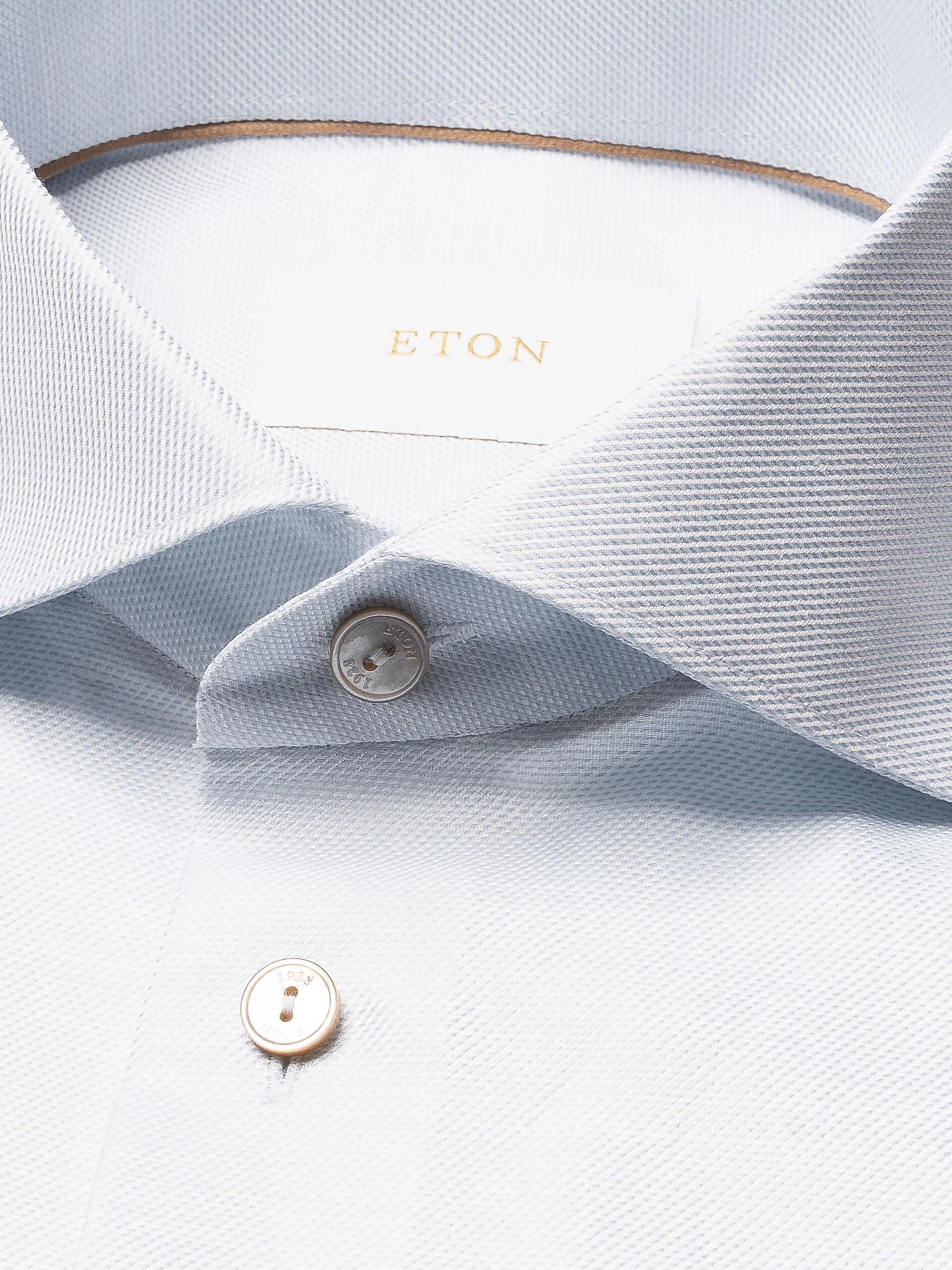 Eton Men's Contemporary Fit Textured Cotton-Linen Shirt - Light Blue | Thumbnail 5
