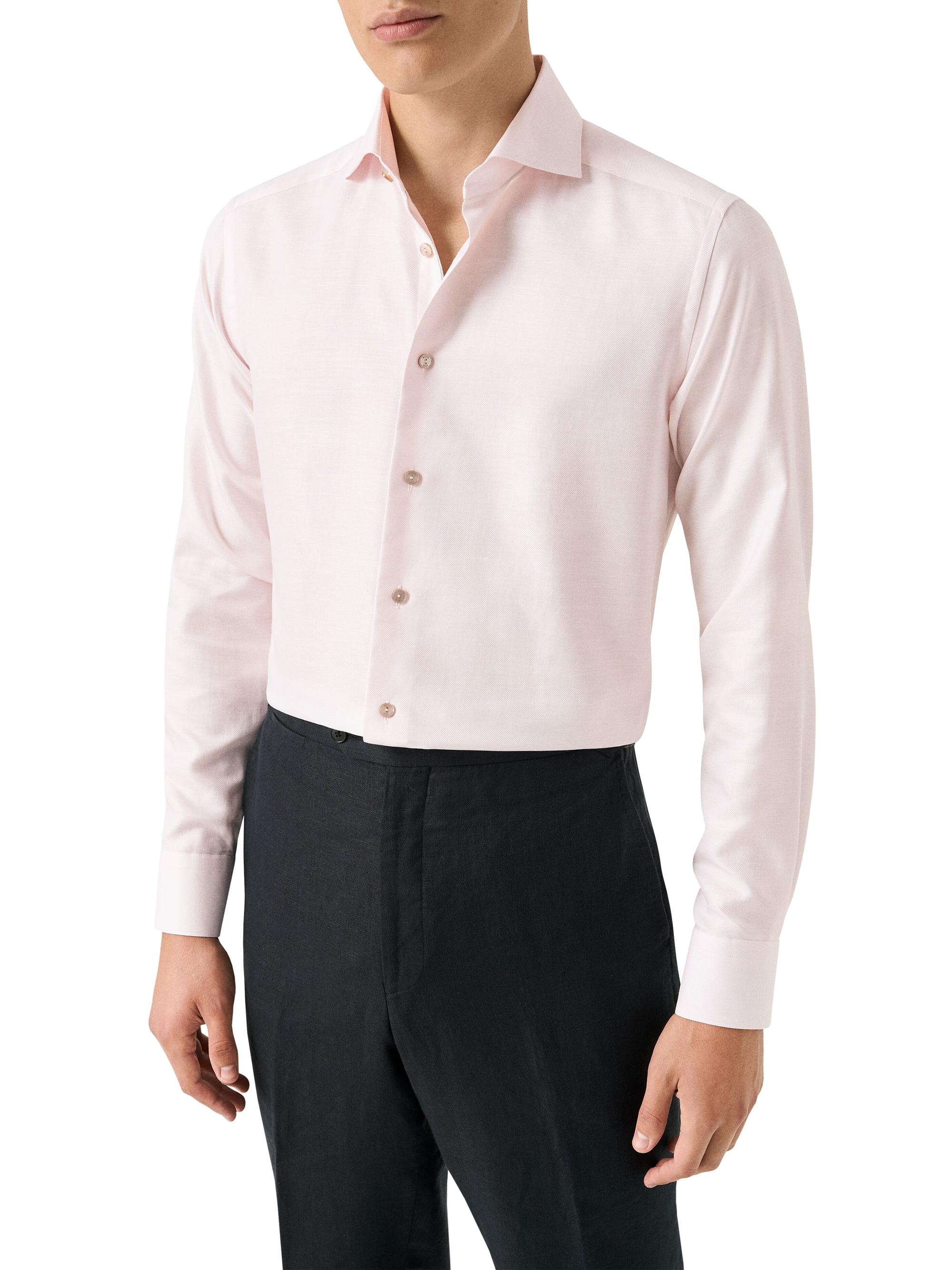 Eton Men's Contemporary Fit Textured Cotton-Linen Shirt - Pink | Thumbnail 2