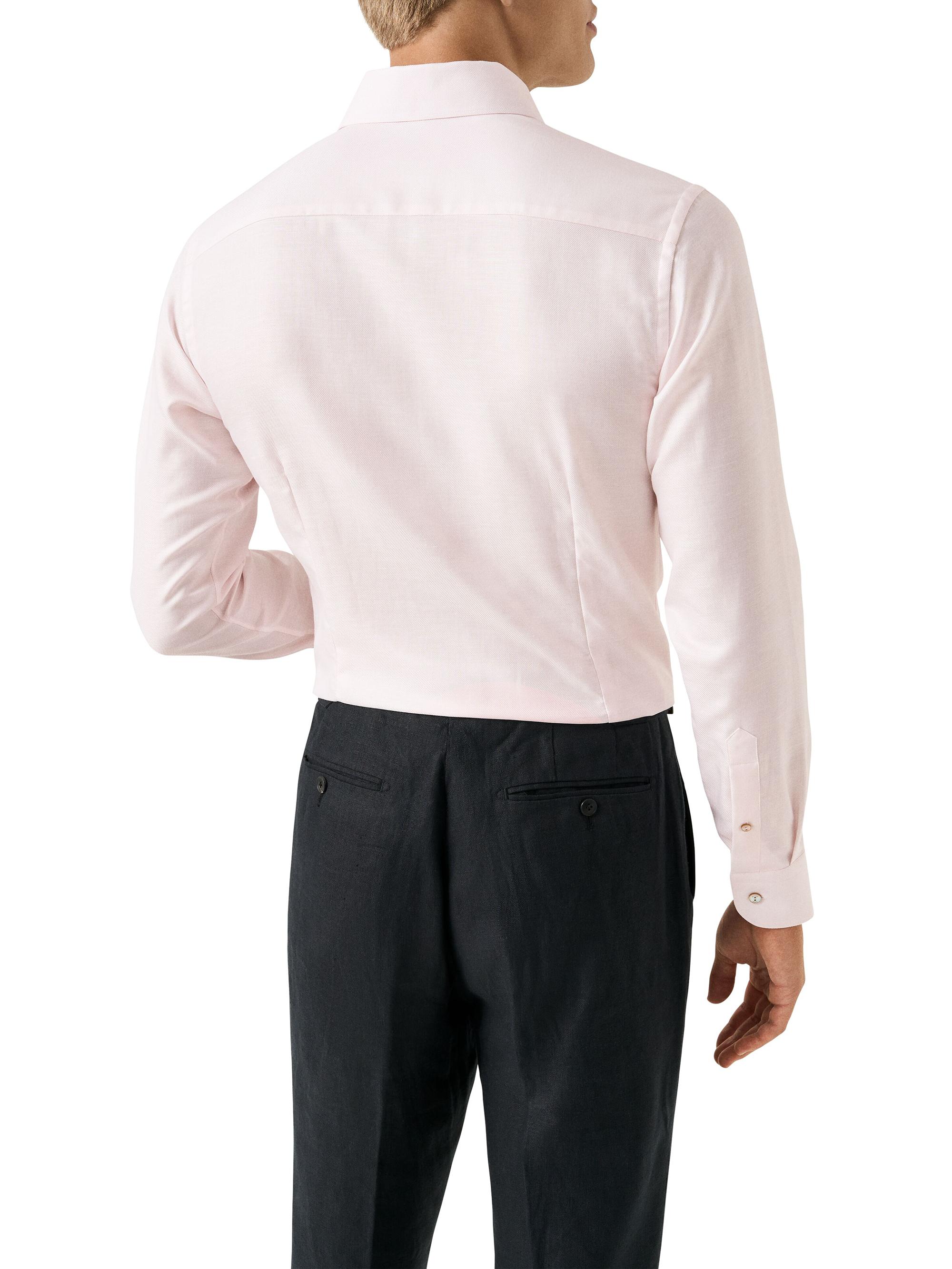 Eton Men's Contemporary Fit Textured Cotton-Linen Shirt - Pink | Thumbnail 3