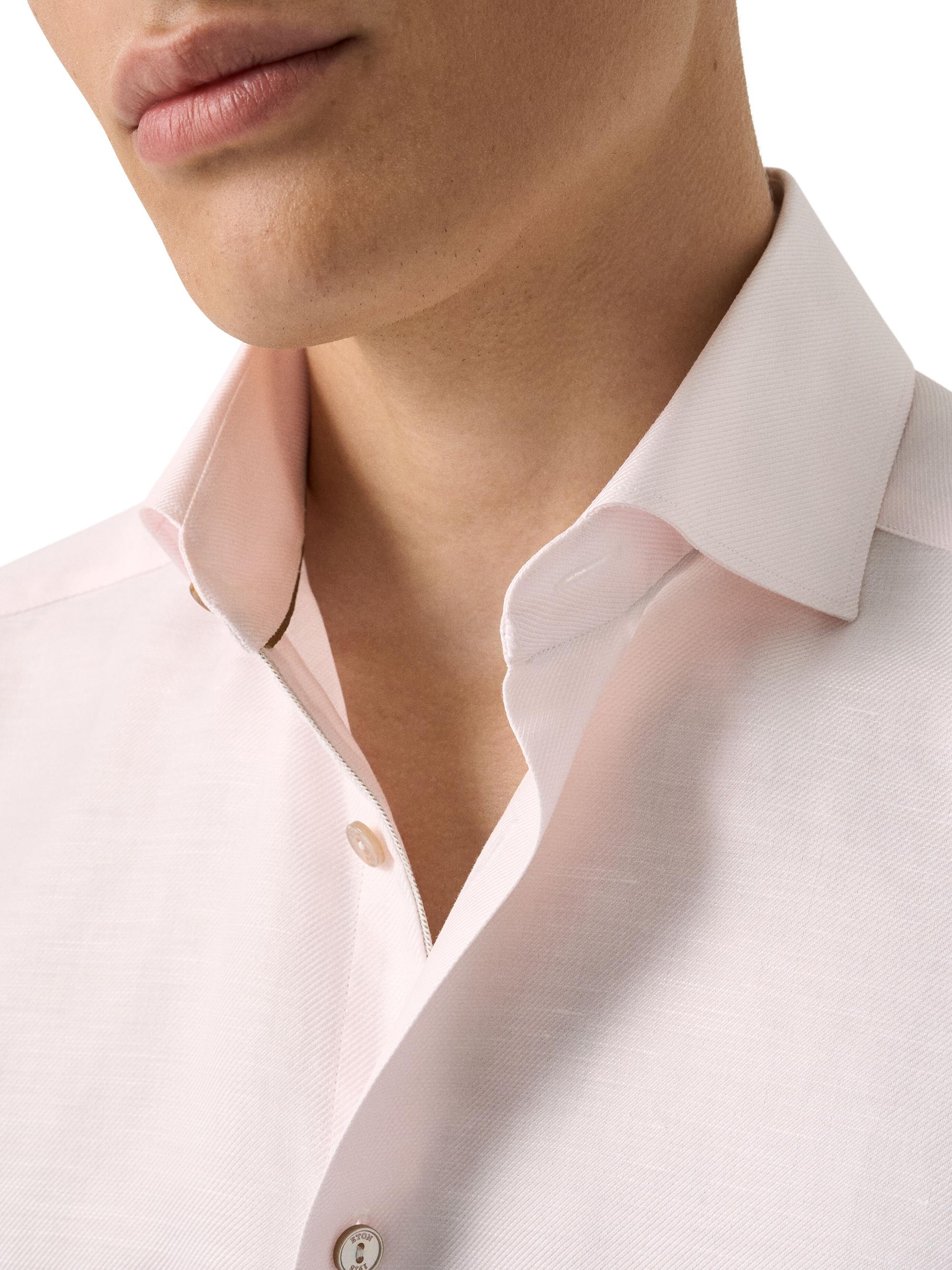 Eton Men's Contemporary Fit Textured Cotton-Linen Shirt - Pink | Thumbnail 4