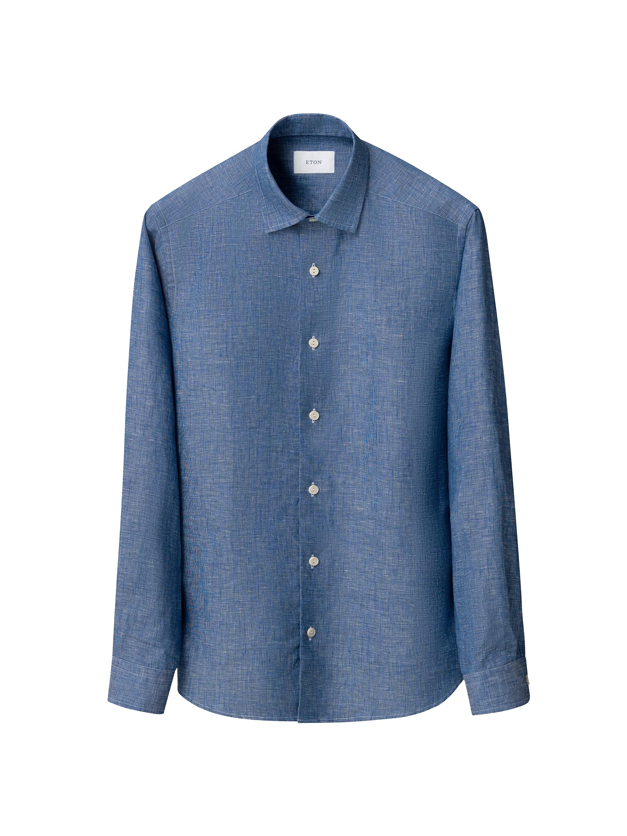 Eton Men's Linen Long-Sleeve Shirt - Dark Blue | Thumbnail 2