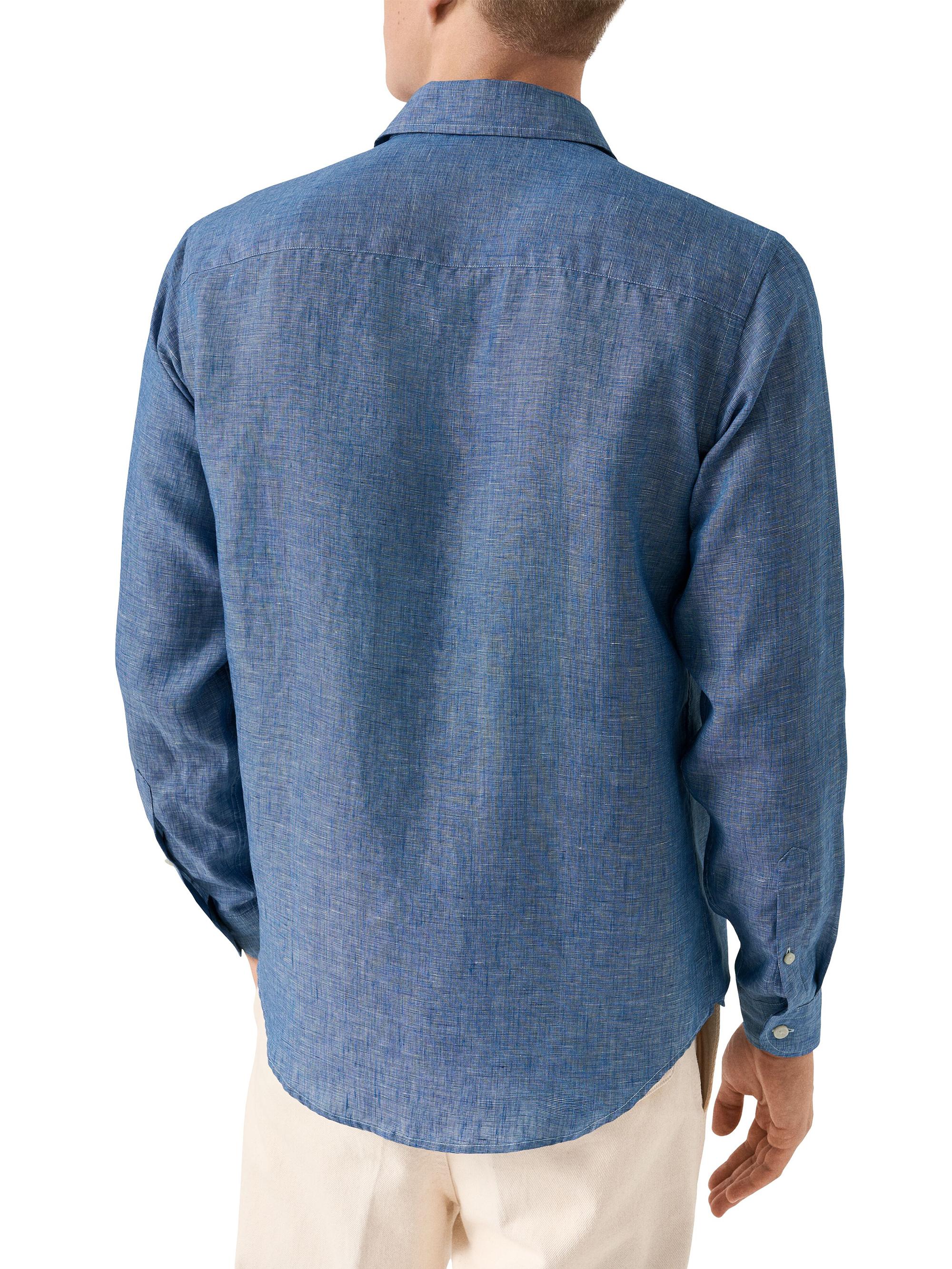 Eton Men's Linen Long-Sleeve Shirt - Dark Blue | Thumbnail 4