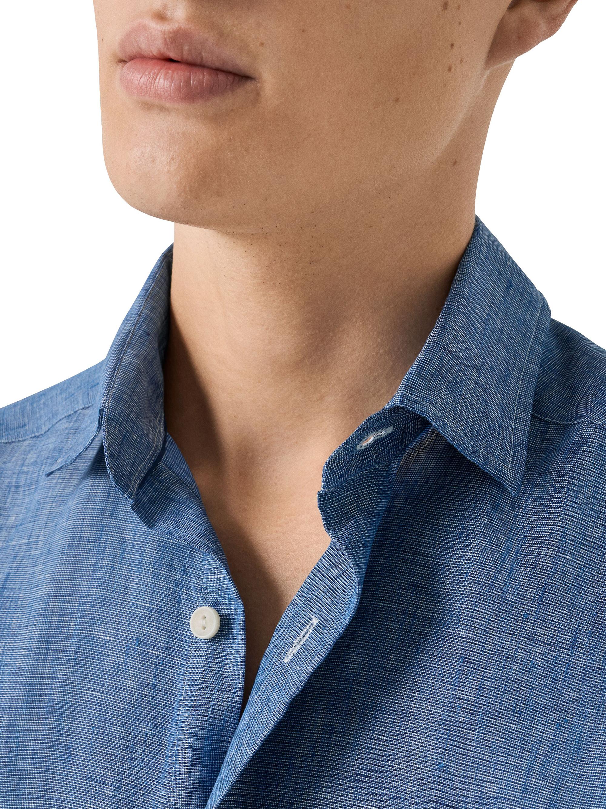 Eton Men's Linen Long-Sleeve Shirt - Dark Blue | Thumbnail 5
