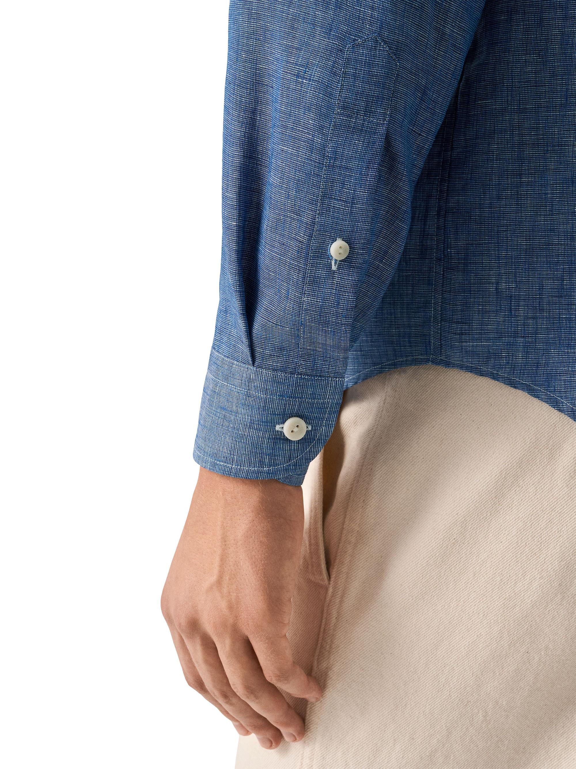 Eton Men's Linen Long-Sleeve Shirt - Dark Blue | Thumbnail 6
