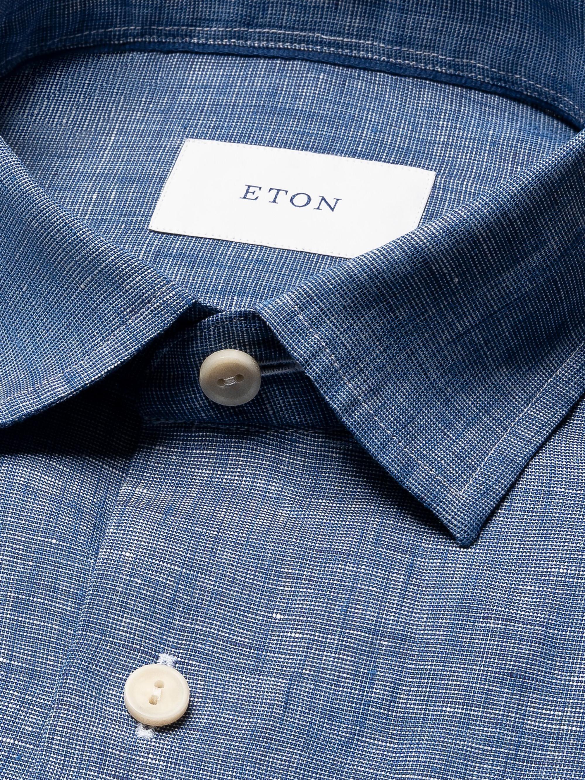 Eton Men's Linen Long-Sleeve Shirt - Dark Blue | Thumbnail 7