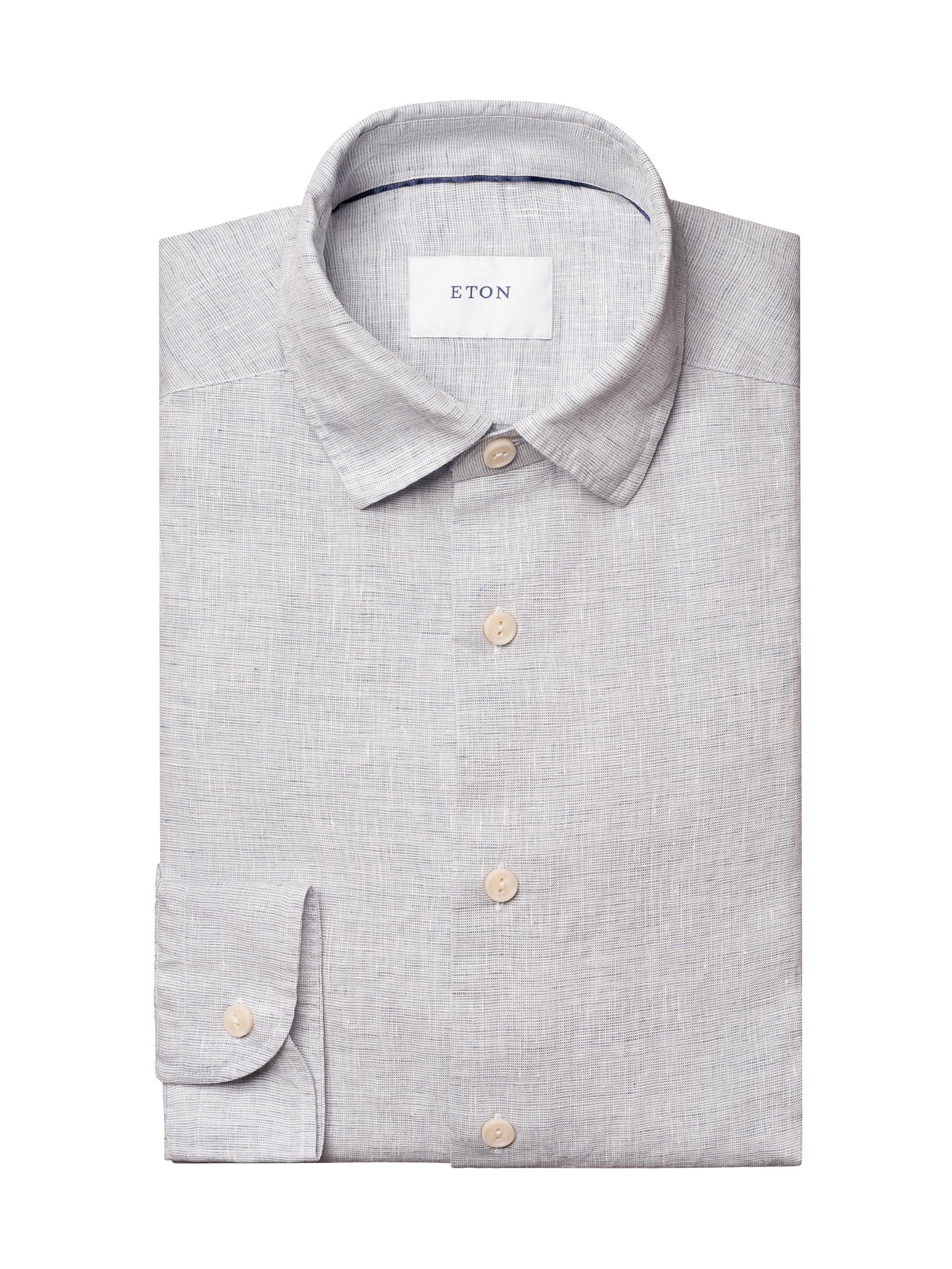 Eton Men's Linen Long-Sleeve Shirt - Light Blue