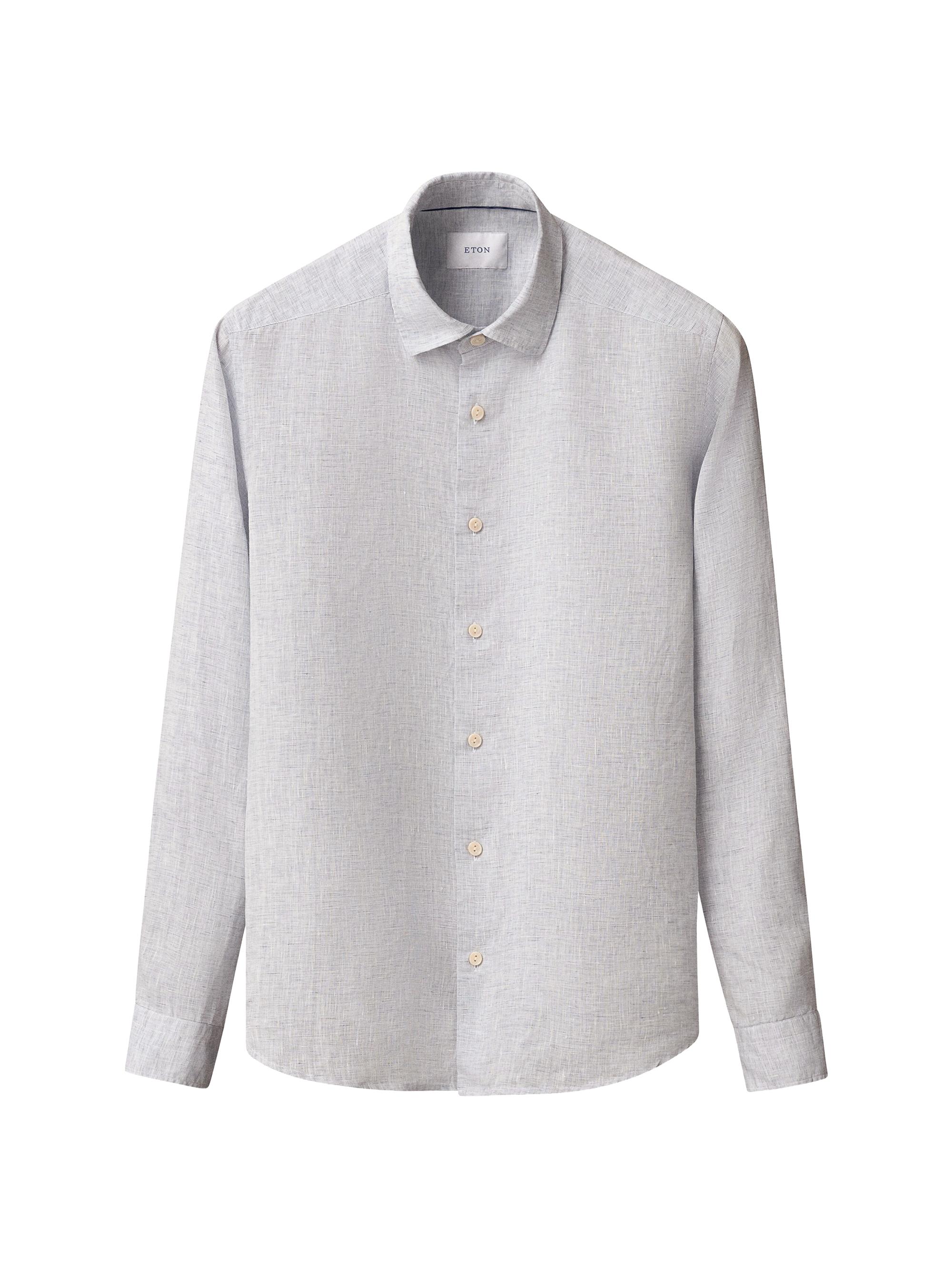 Eton Men's Linen Long-Sleeve Shirt - Light Blue | Thumbnail 2
