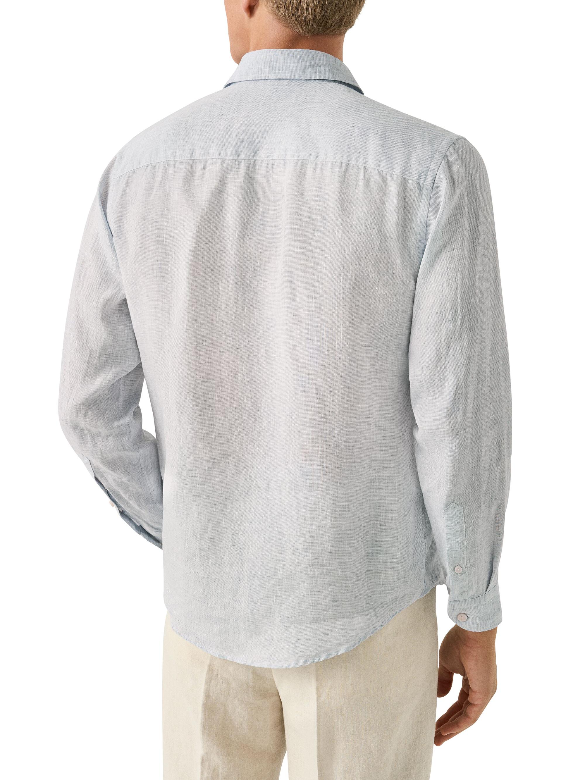 Eton Men's Linen Long-Sleeve Shirt - Light Blue | Thumbnail 4