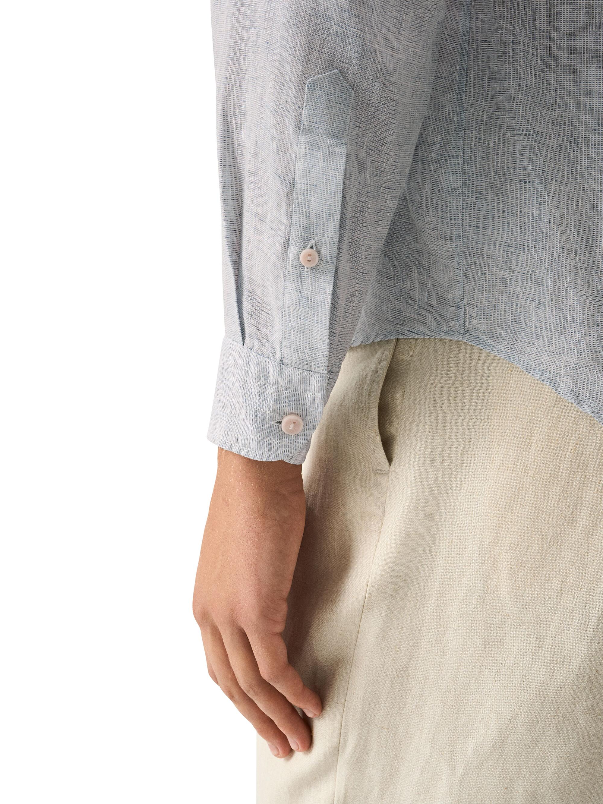 Eton Men's Linen Long-Sleeve Shirt - Light Blue | Thumbnail 6