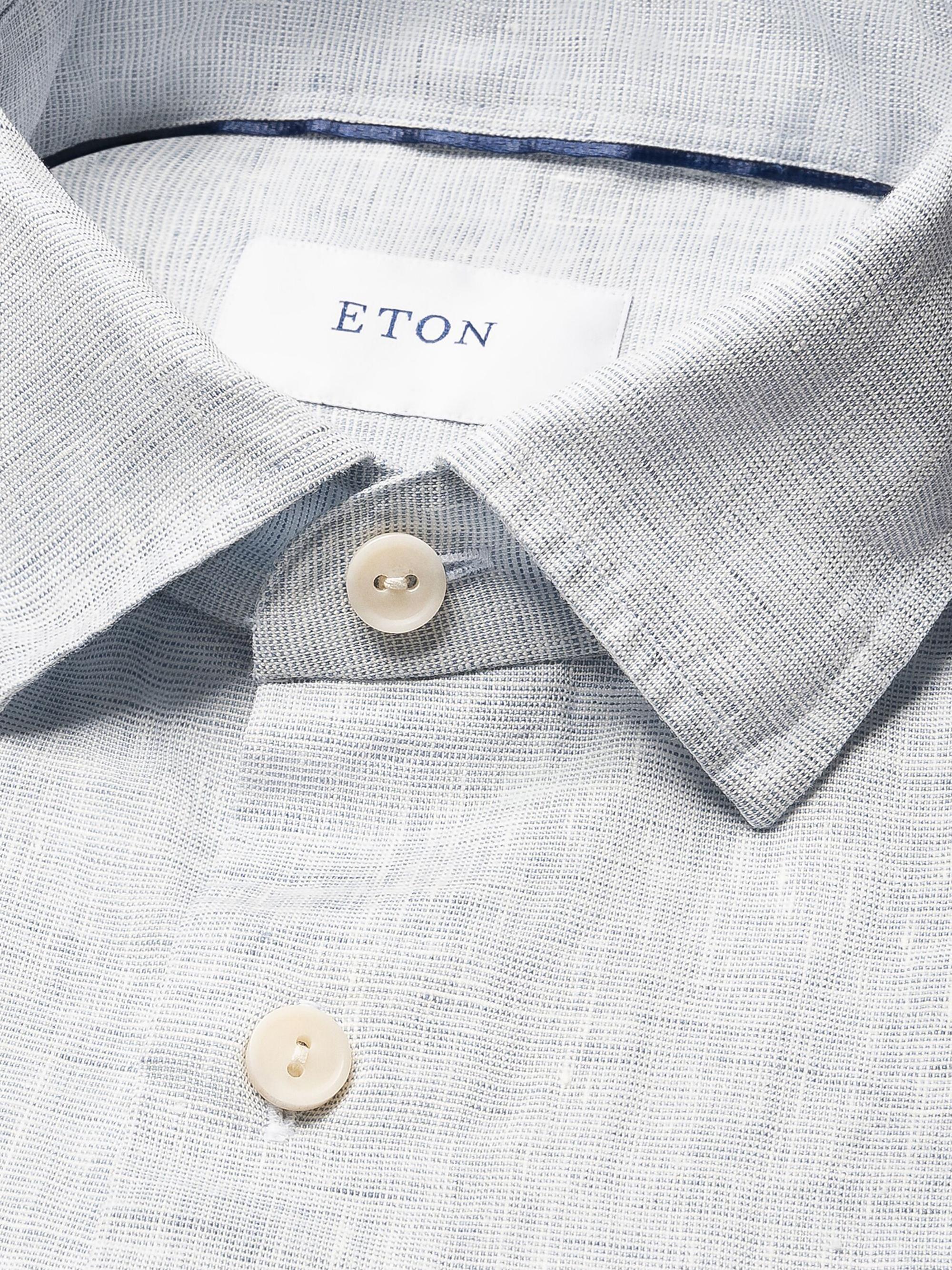 Eton Men's Linen Long-Sleeve Shirt - Light Blue | Thumbnail 7
