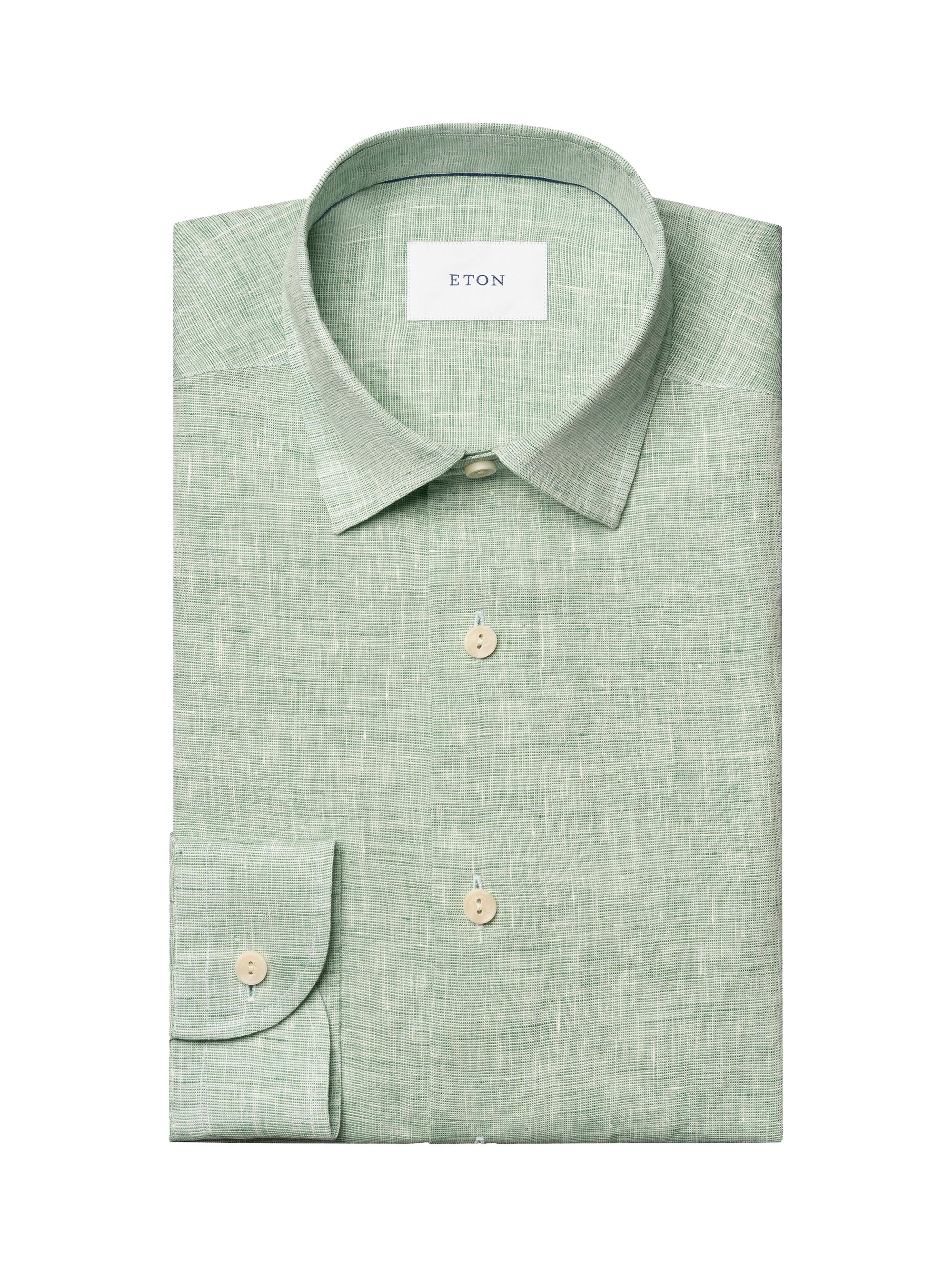 Eton Men's Linen Long-Sleeve Shirt - Mid Green
