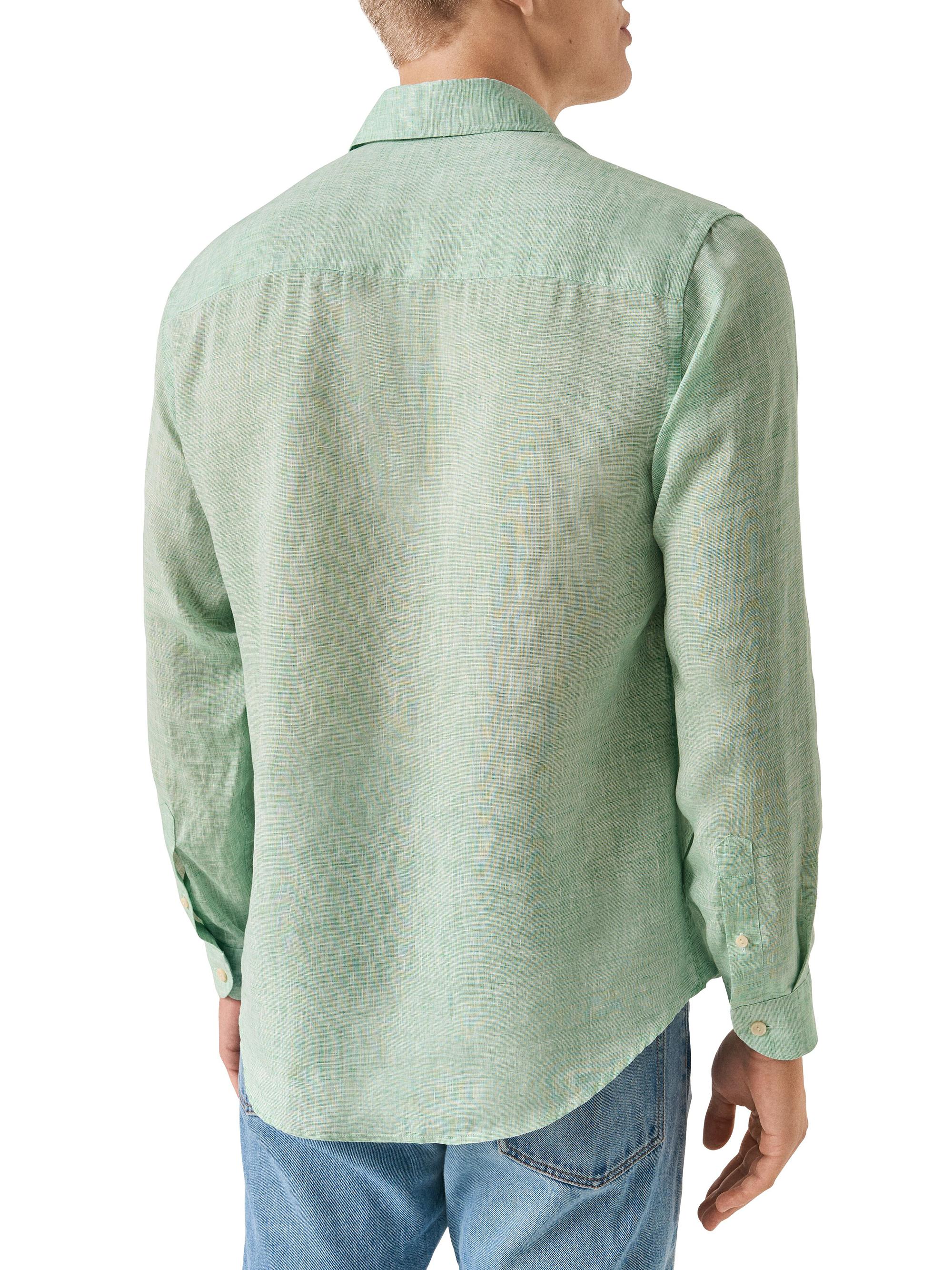 Eton Men's Linen Long-Sleeve Shirt - Mid Green | Thumbnail 4
