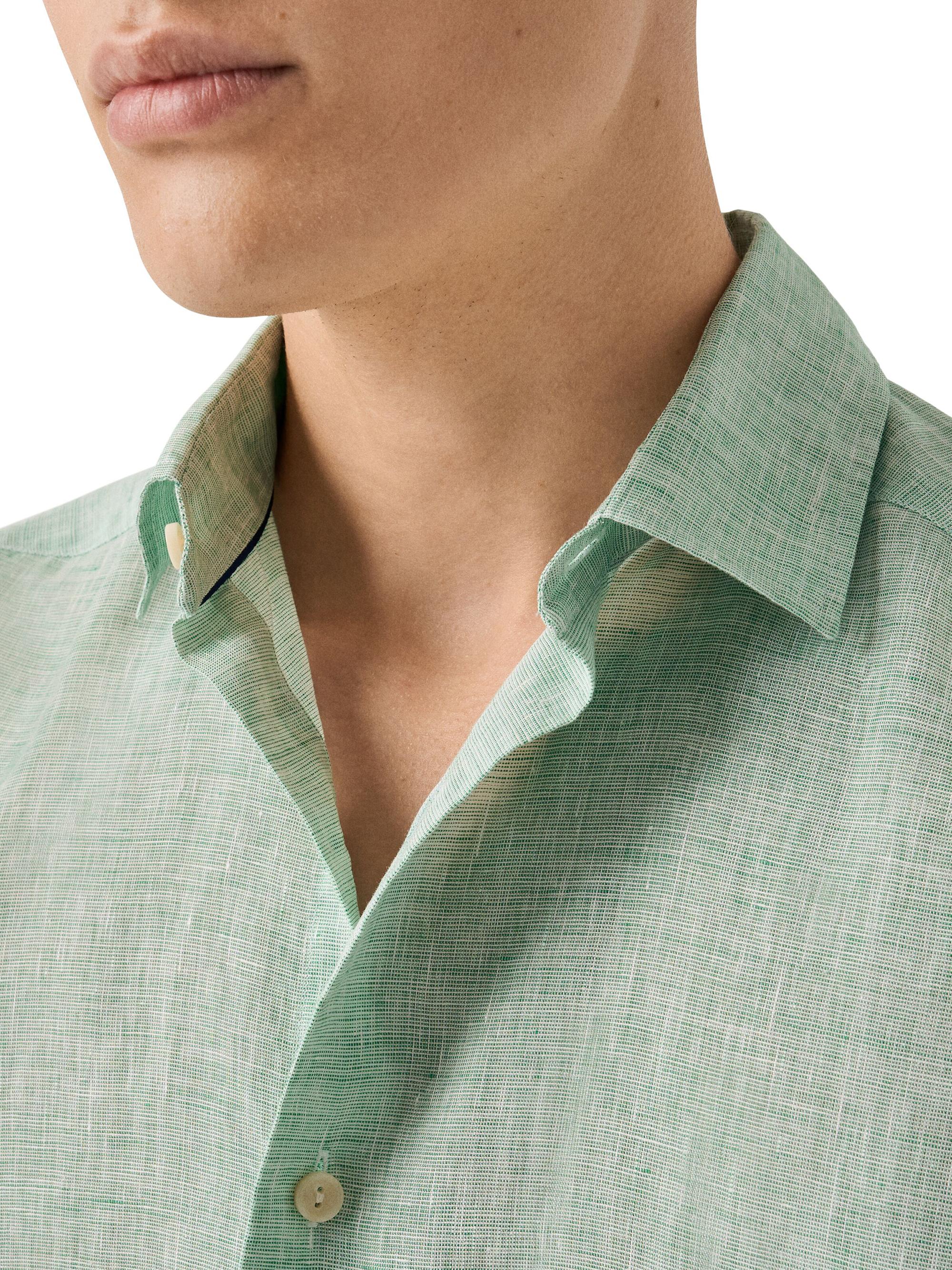 Eton Men's Linen Long-Sleeve Shirt - Mid Green | Thumbnail 5