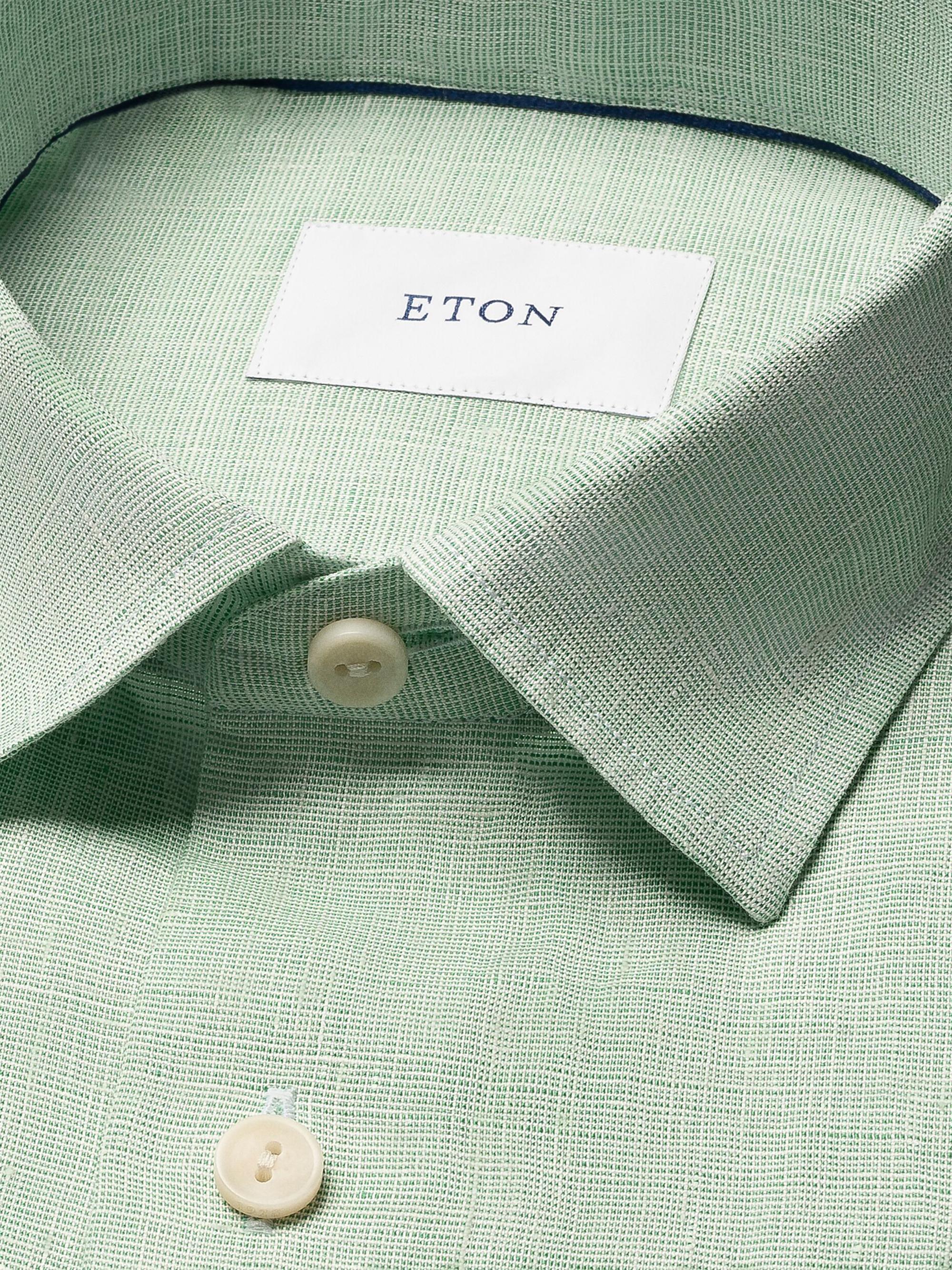 Eton Men's Linen Long-Sleeve Shirt - Mid Green | Thumbnail 7