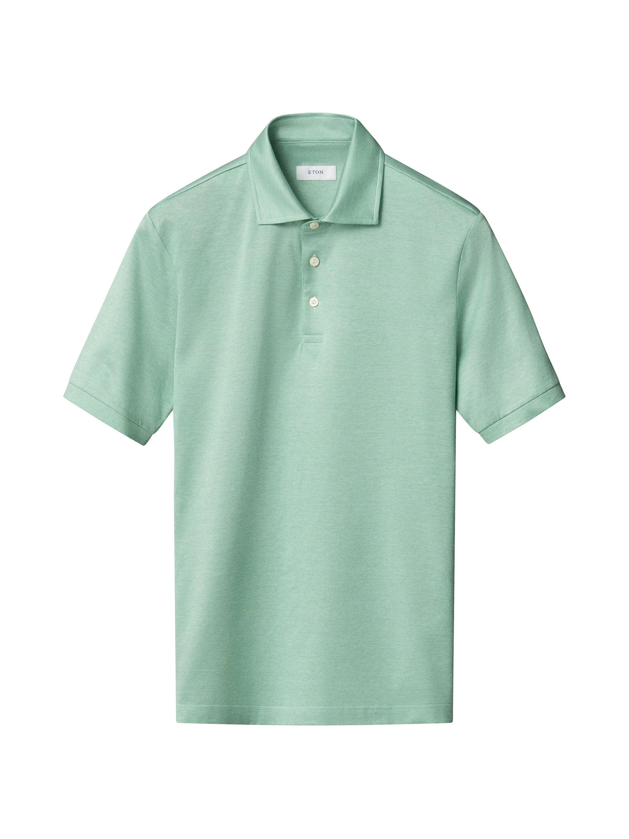Eton Men's Knitted Cotton Polo Shirt - Green