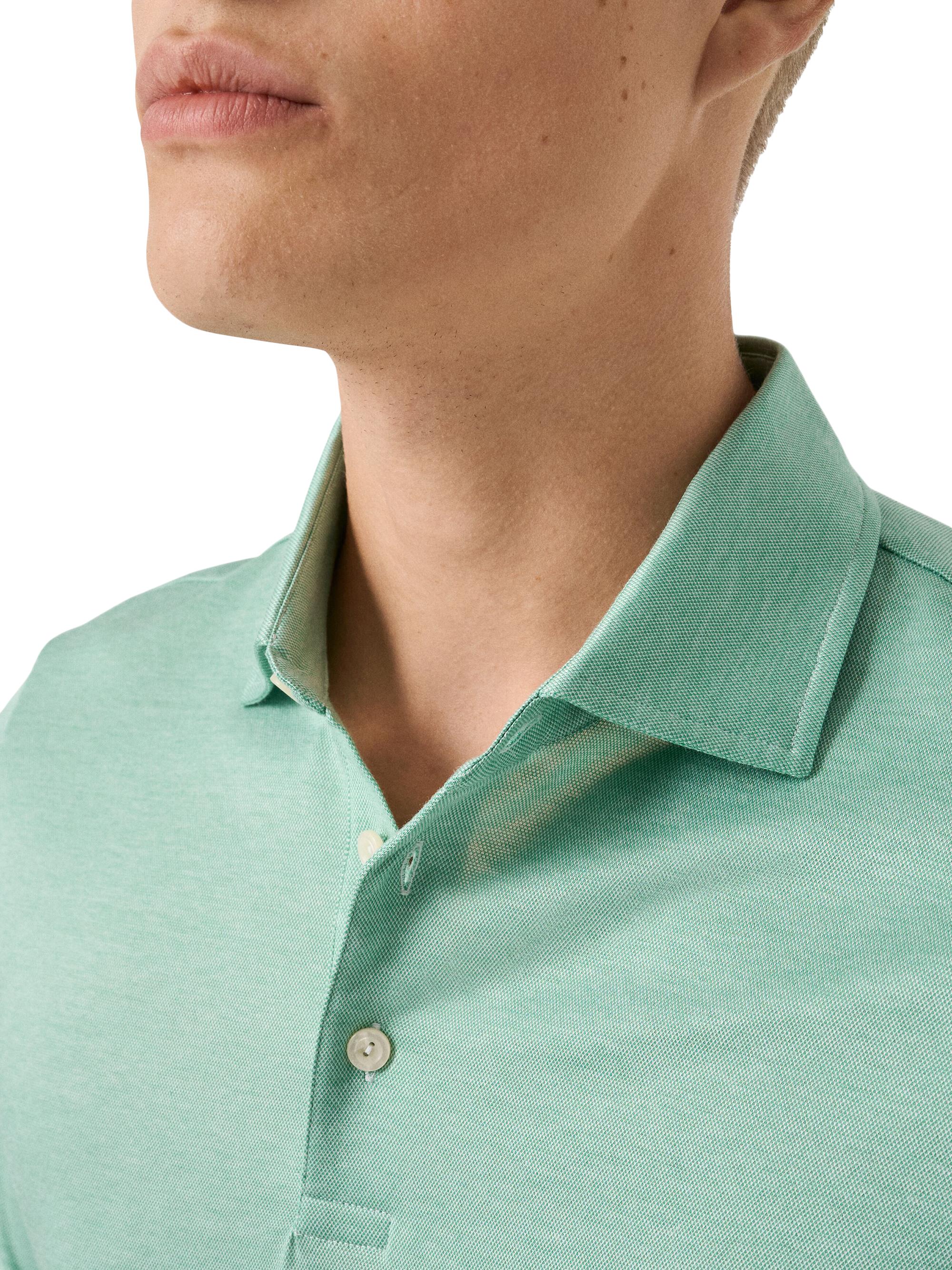 Eton Men's Knitted Cotton Polo Shirt - Green | Thumbnail 4