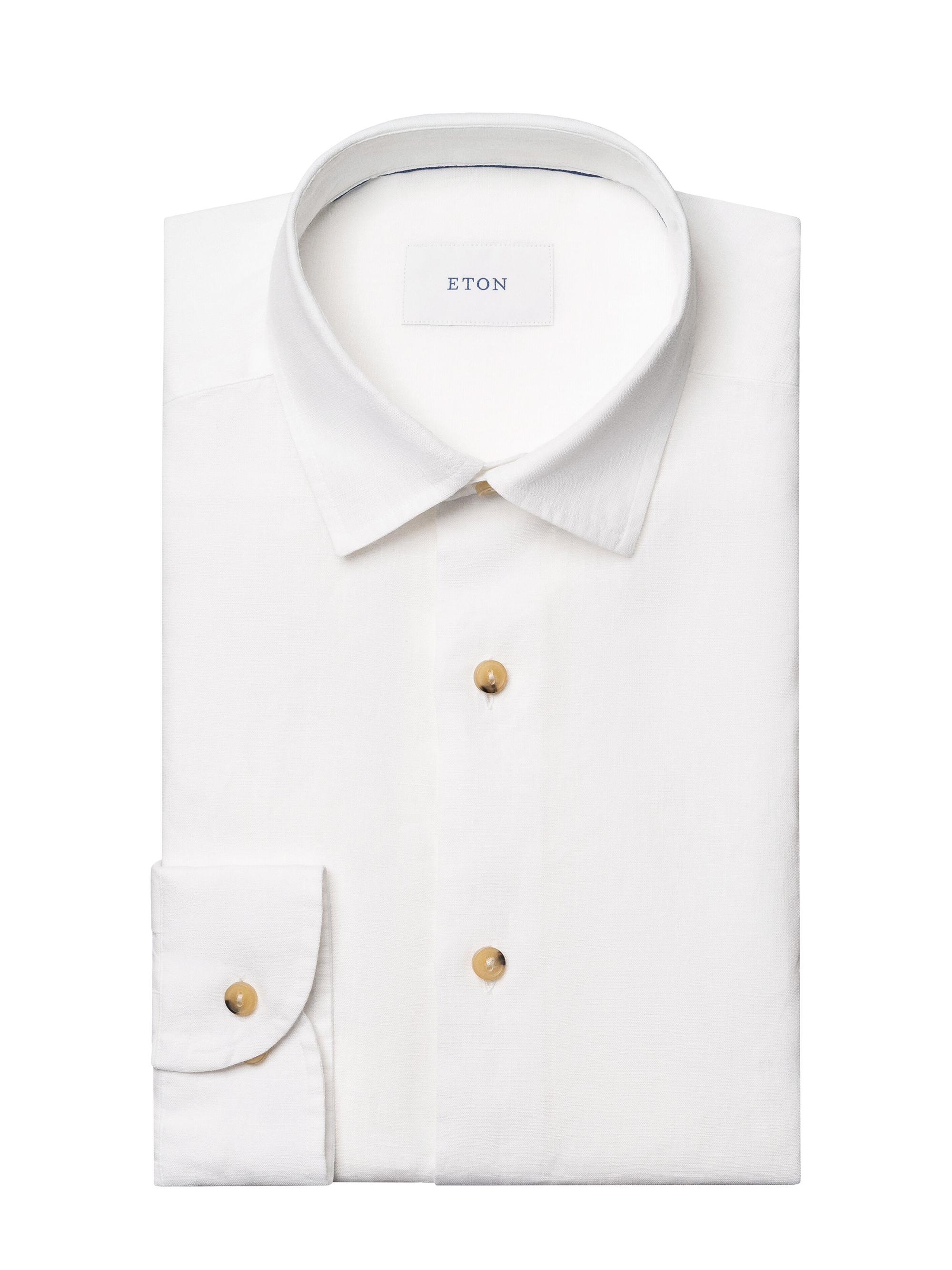 Eton Men's Solid Linen Button-Down Shirt - White
