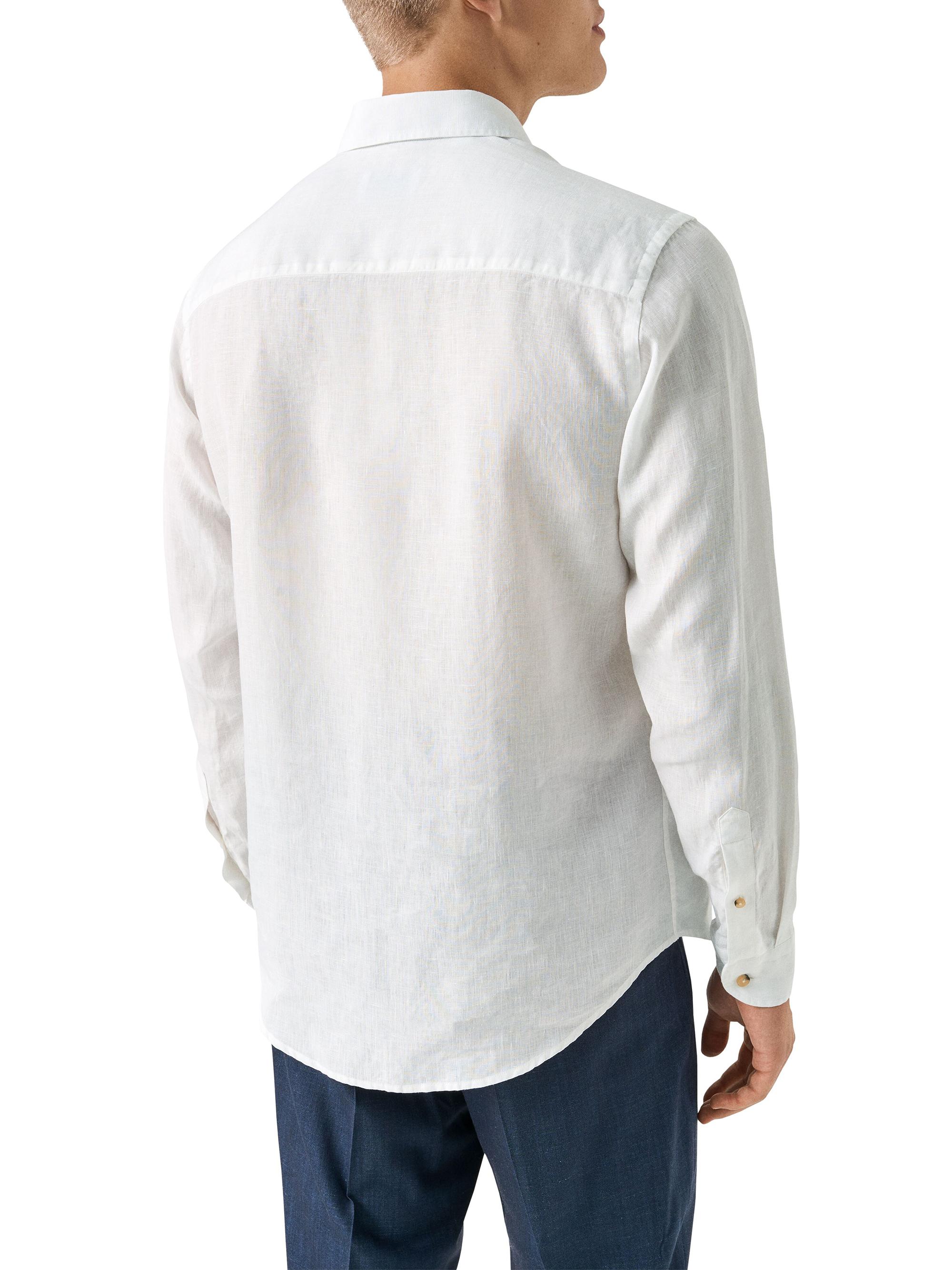 Eton Men's Solid Linen Button-Down Shirt - White | Thumbnail 4