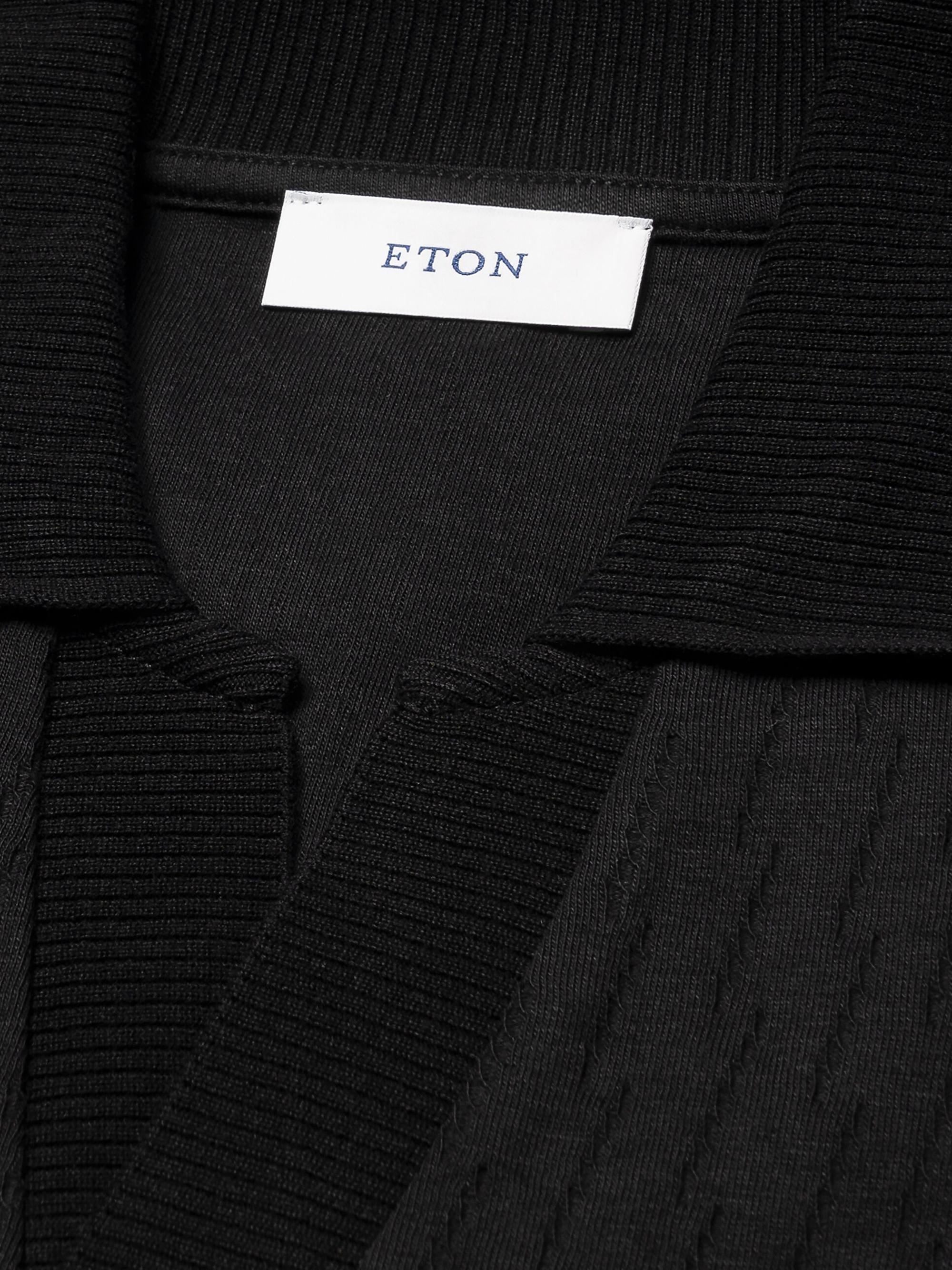 Eton Men's Jacquard Cotton Polo Shirt - Black | Thumbnail 2
