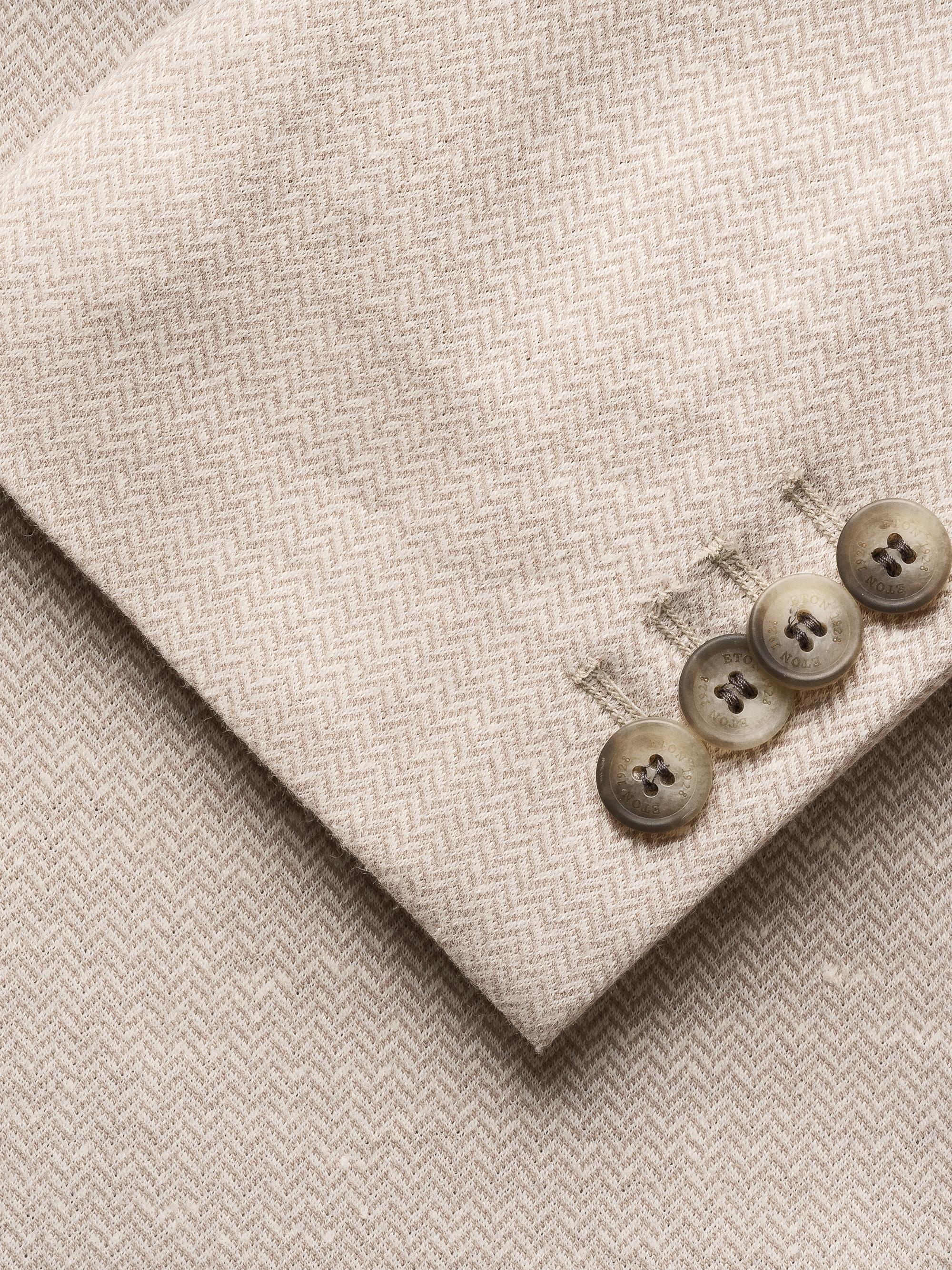 Eton Men's Herringbone Linen Jersey Soft Jacket - Beige | Thumbnail 7