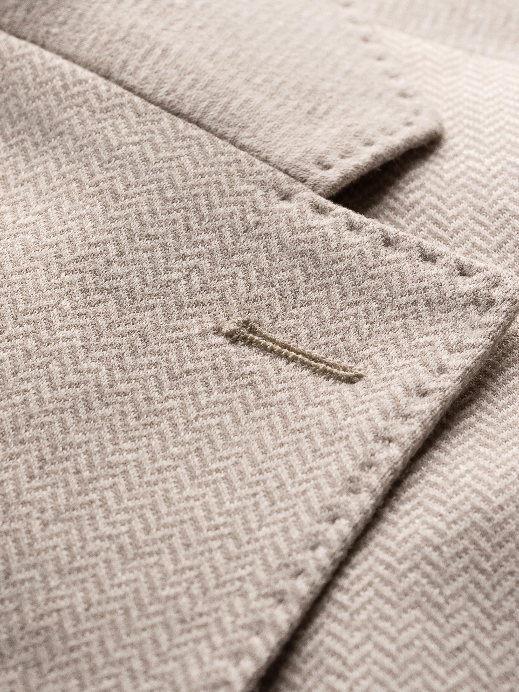 Eton Men's Herringbone Linen Jersey Soft Jacket - Beige | Thumbnail 8
