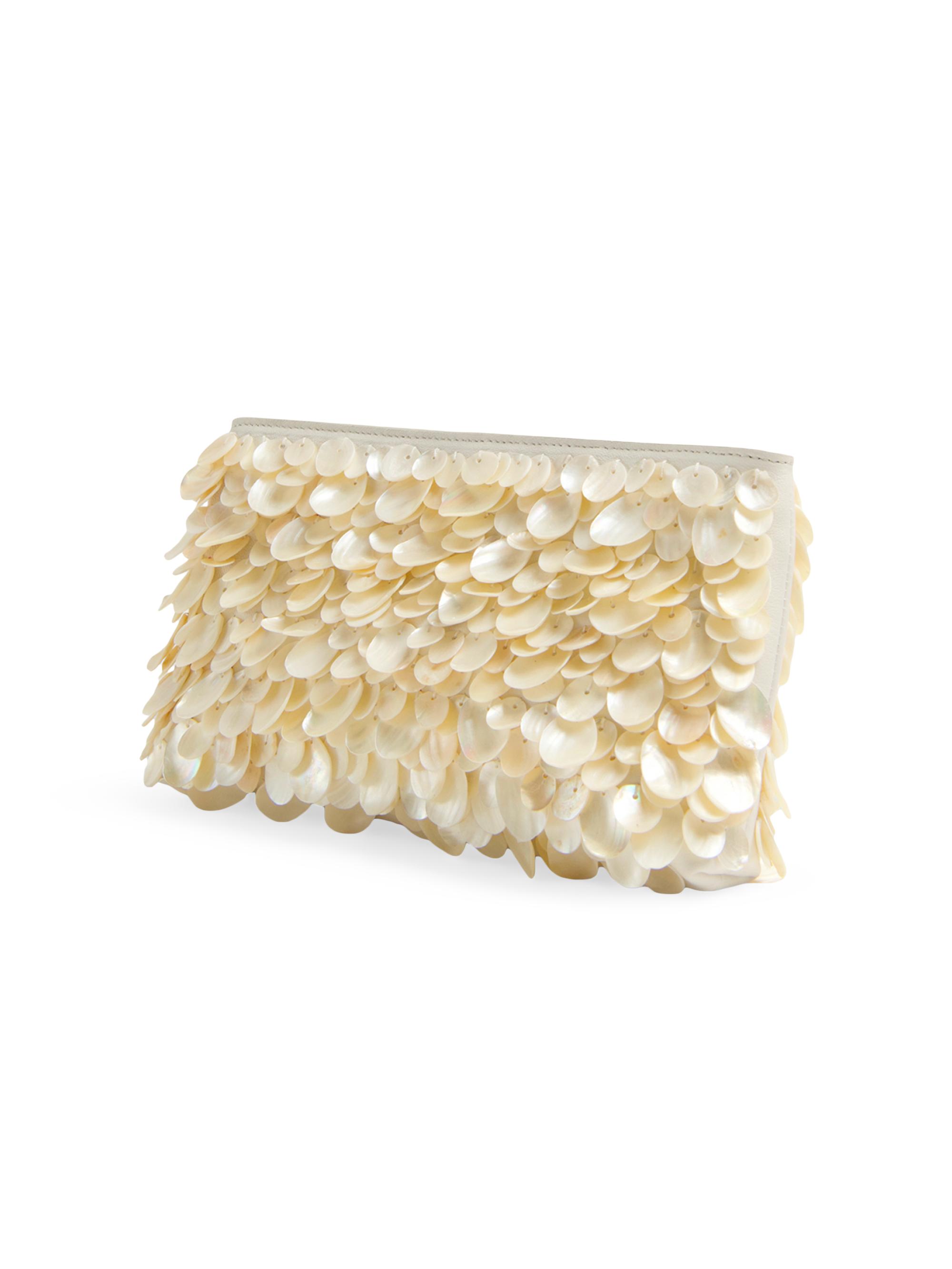 SIMKHAI Reese Shell-Embellished Leather Clutch | Saks Fifth Avenue