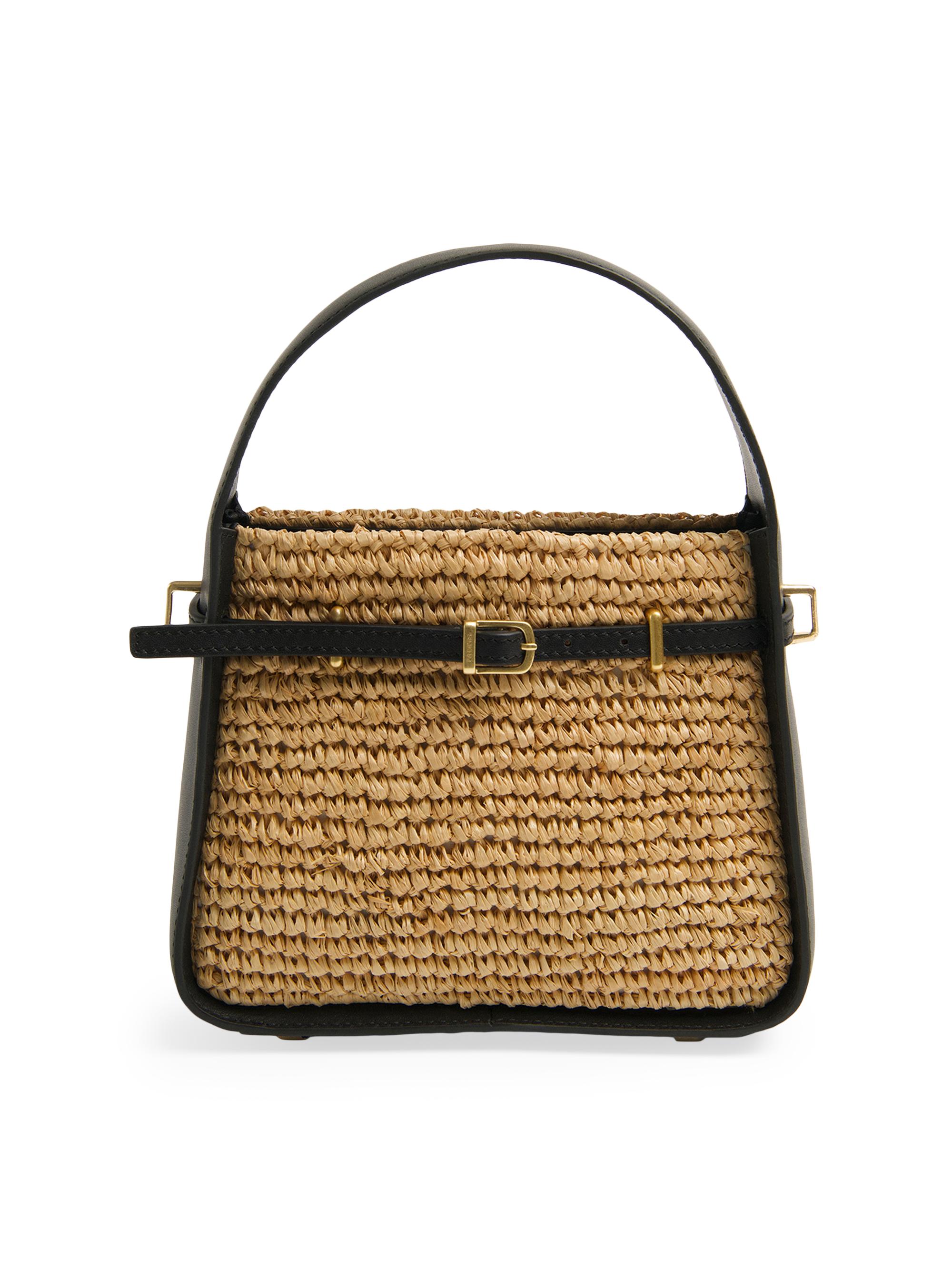 SIMKHAI Women's Cleo Raffia Mini Bucket Bag - Black Natural