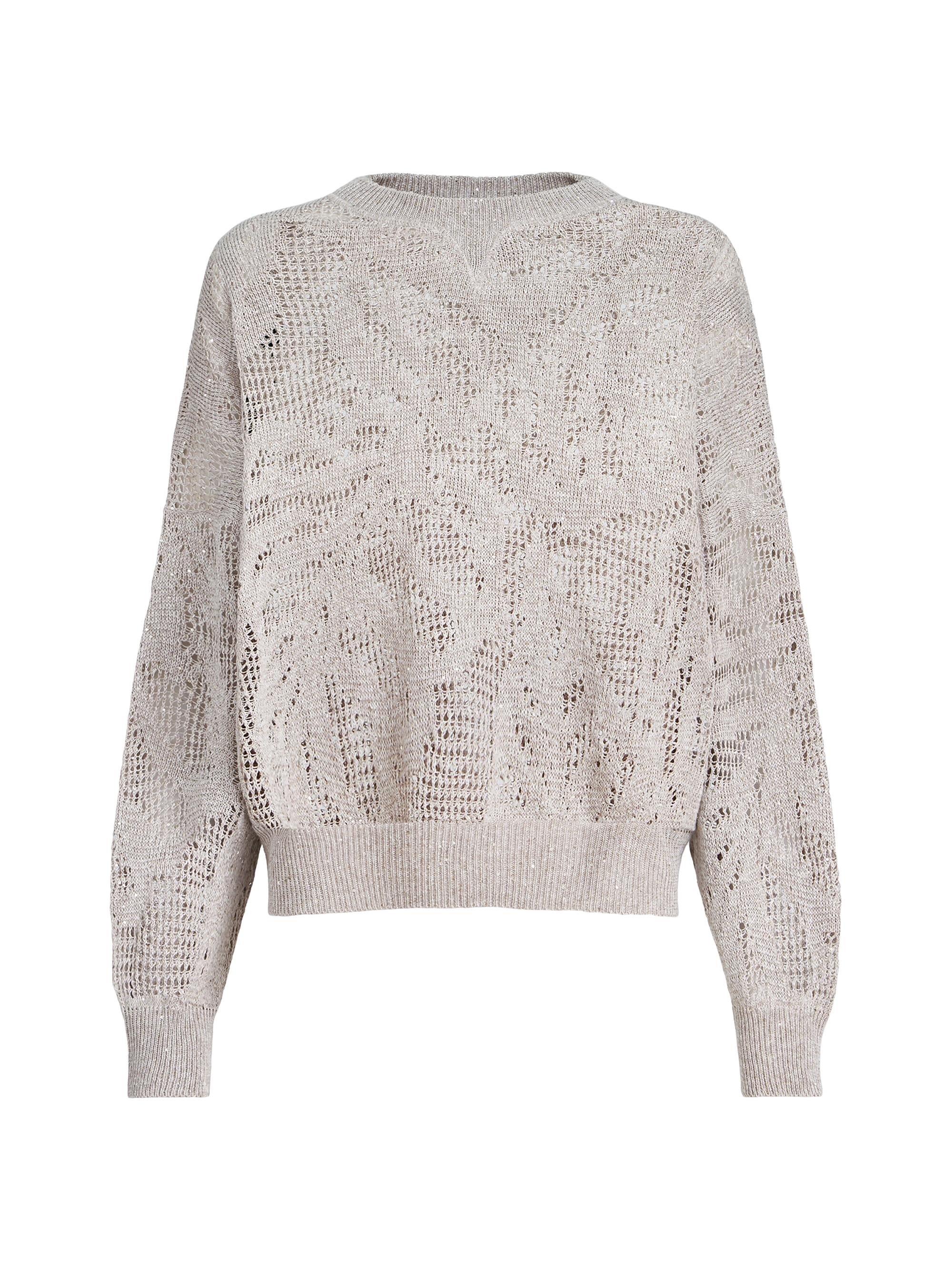 Brunello Cucinelli Women's Dazzling Water Lillies Sweater in Linen and Cotton - Beige