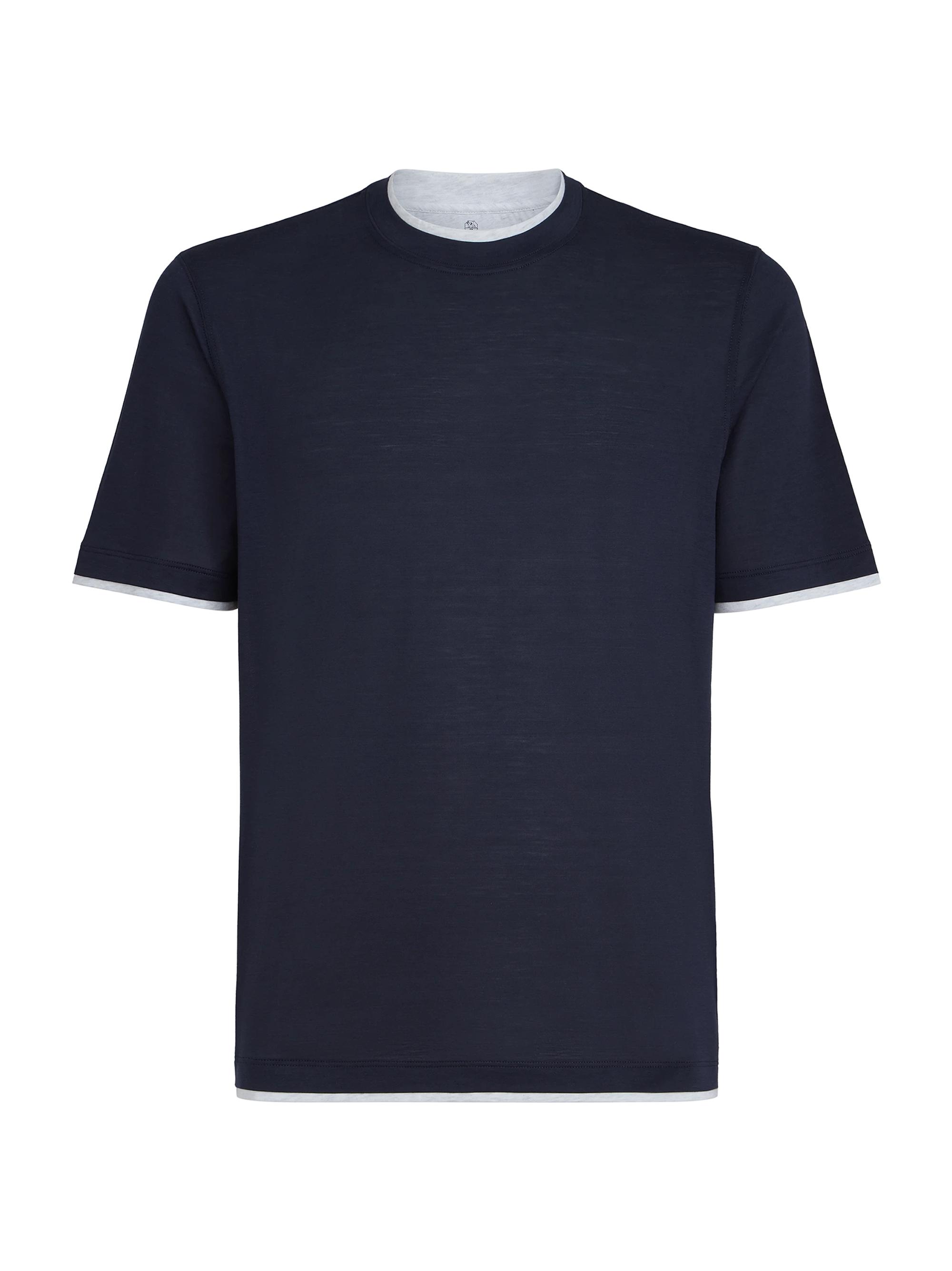 Brunello Cucinelli Men's Silk and Cotton Jersey Crew Neck T-Shirt - Cobalt
