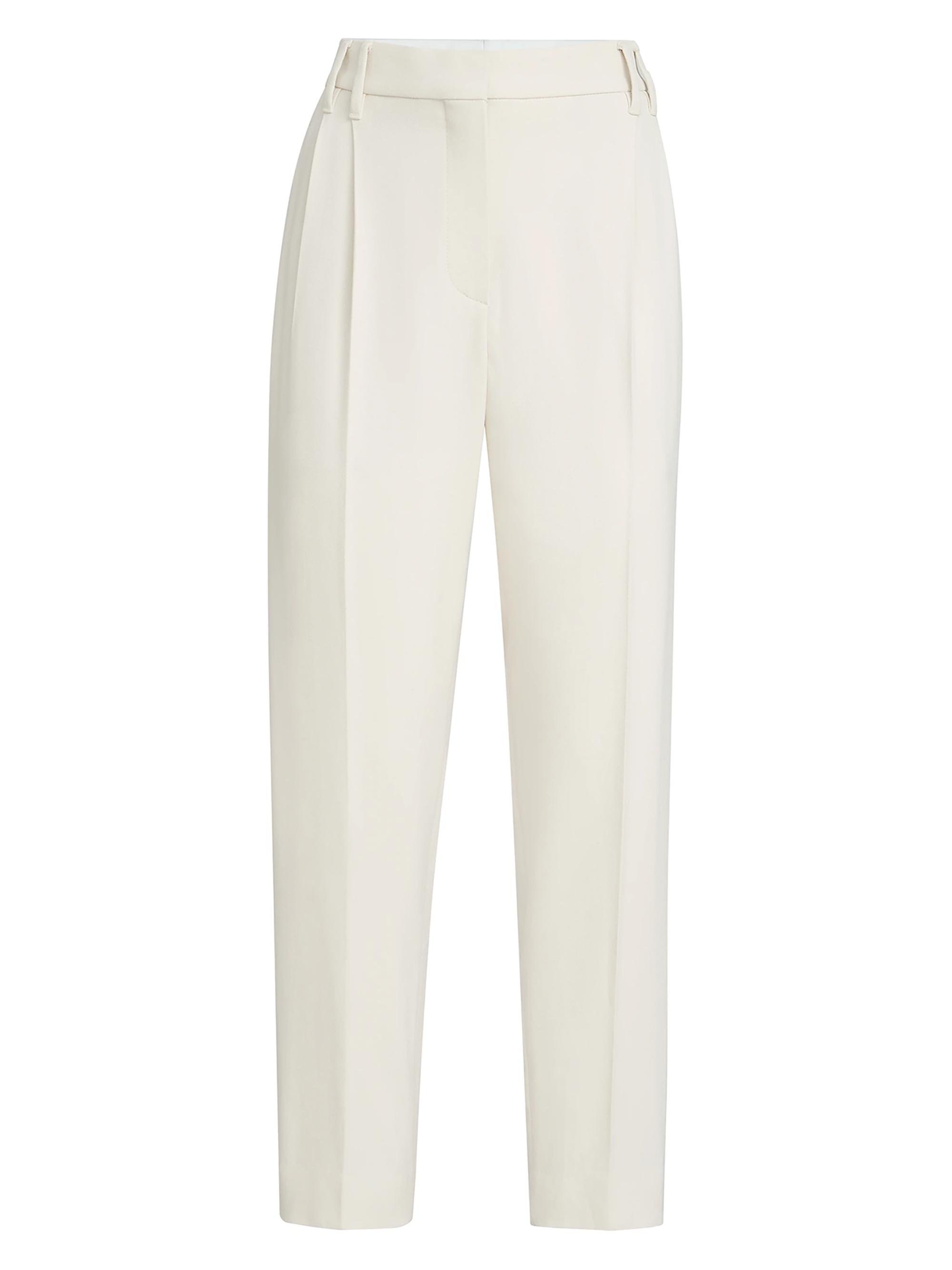 Brunello Cucinelli Women's Comfort Viscose Couture Twill Slouchy Trousers with Monili - Milk