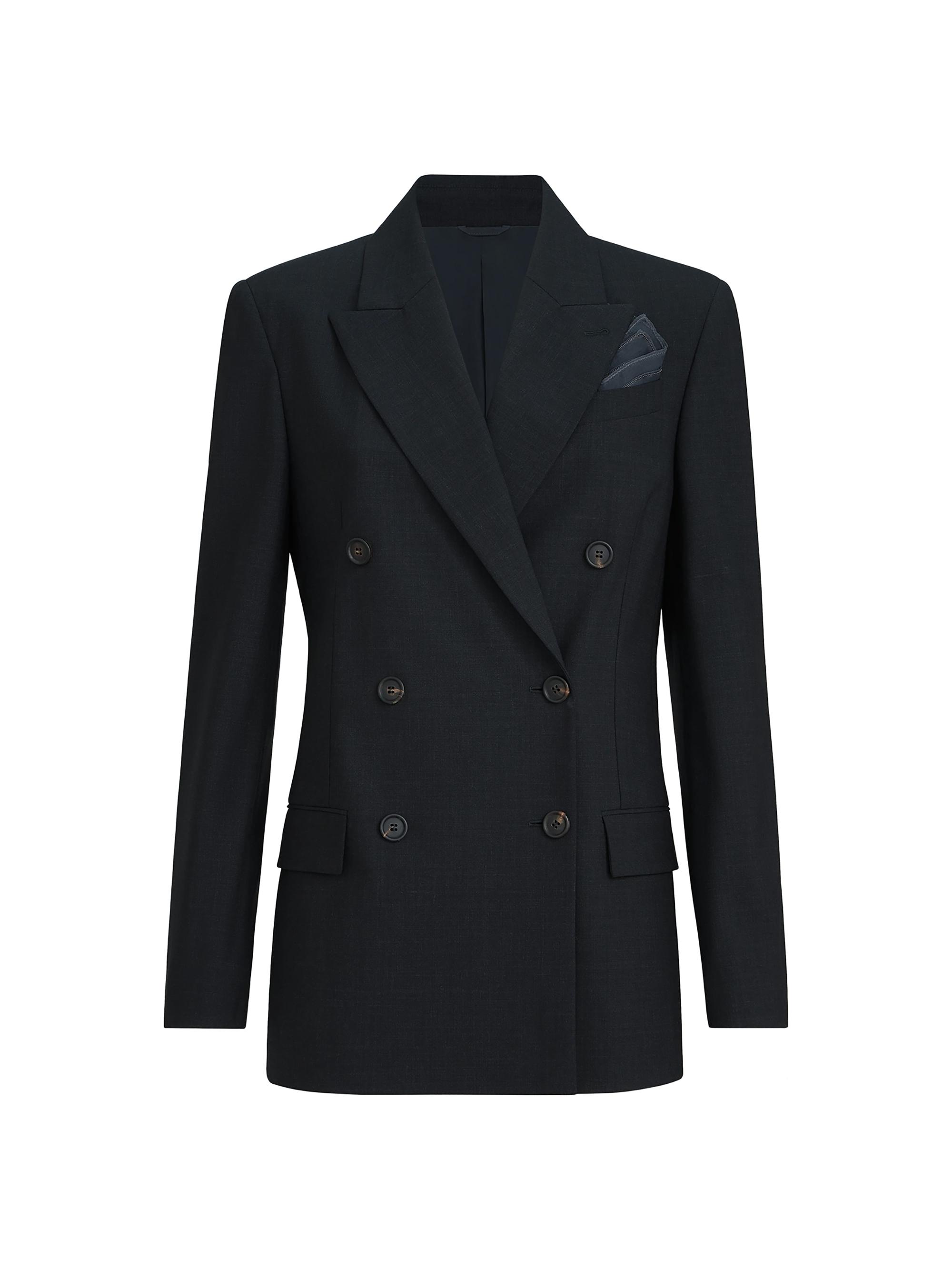 Brunello Cucinelli Women's Tropical Luxury Wool Blazer with Monili - Lignite