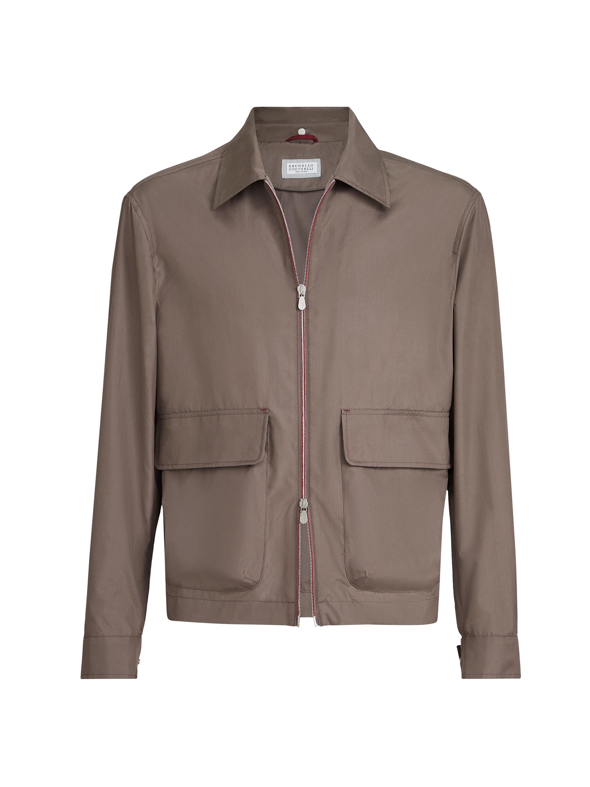Brunello Cucinelli Men's Bonded Silk Unlined Outerwear Jacket - Hazelnut