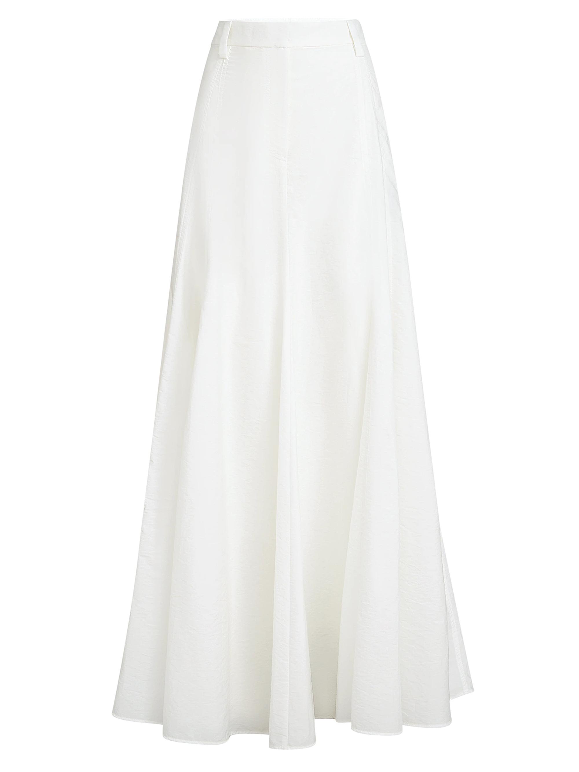 Women’s Techno Cotton Poplin Flared Skirt with Monili – White – Size 14