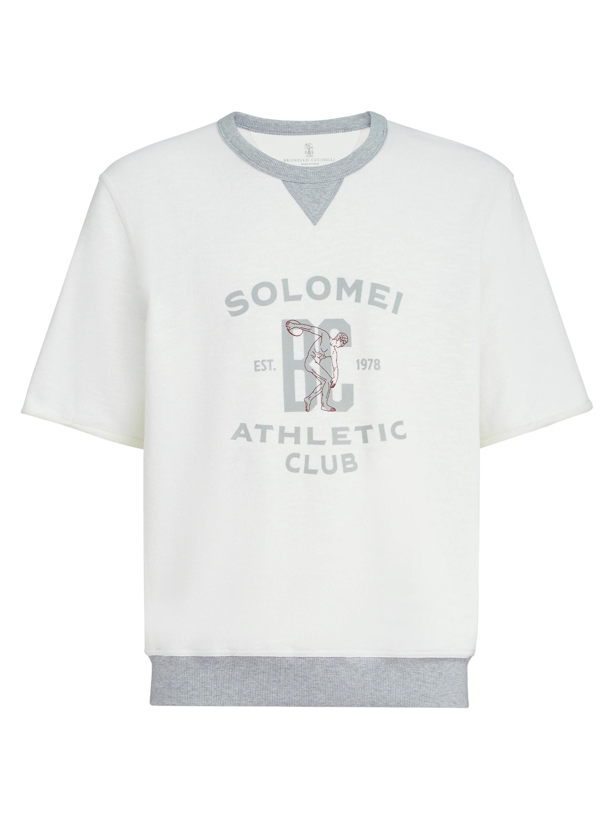 Brunello Cucinelli Men's Cotton and Linen Mélange French Terry Short Sleeve Sweatshirt - Panama